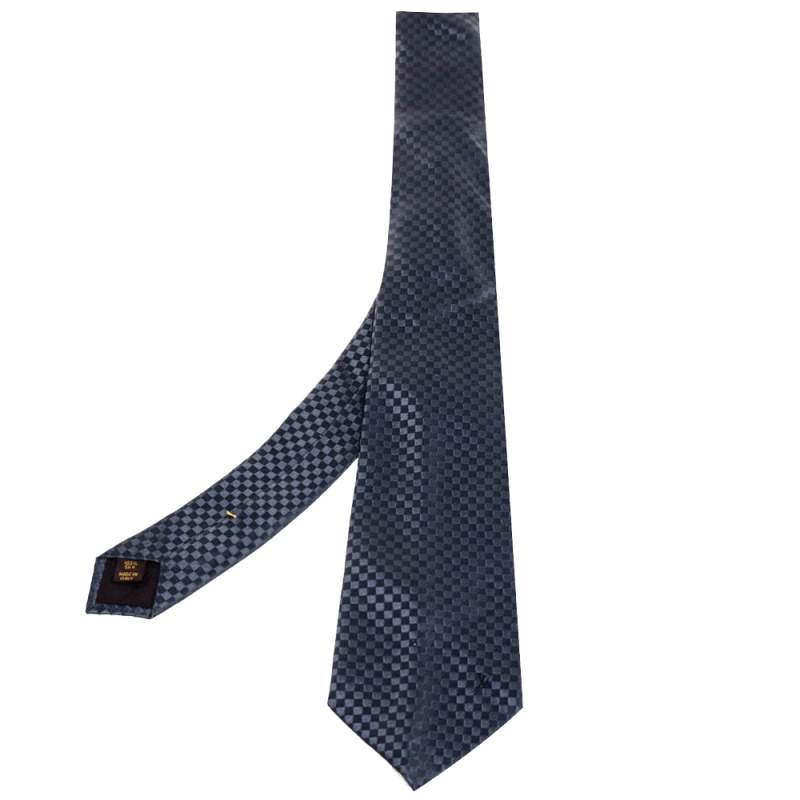 Louis Vuitton Grey Micro Damier Silk Tie