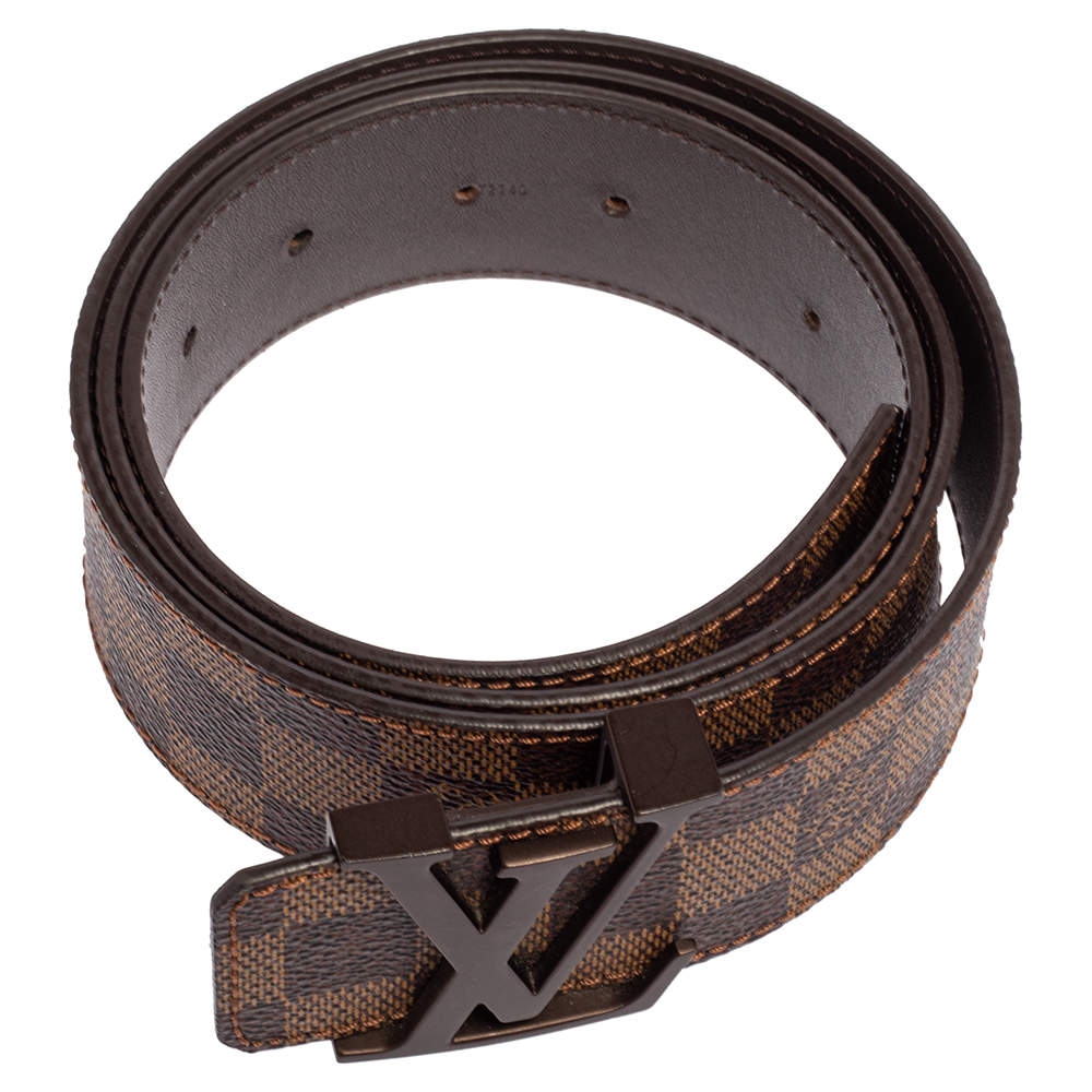 Louis Vuitton Belt Initiales Damier Ebene Canvas/Leather Brown in  Canvas/Leather with Mocha Brown - GB