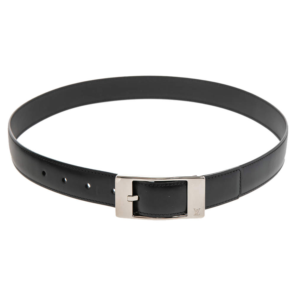 Pre Owned Louis Vuitton Black Leather Ceinture Mirage Belt 85CM