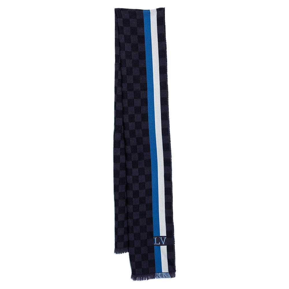Louis Vuitton Charcoal Grey Messager Damier Wool Scarf 