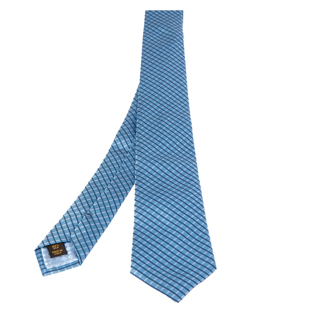 Louis Vuitton Blue Striped Silk Tie