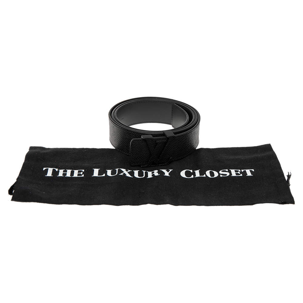 Louis Vuitton Men's Black Leather LV Flags Belt MP129S – Luxuria & Co.