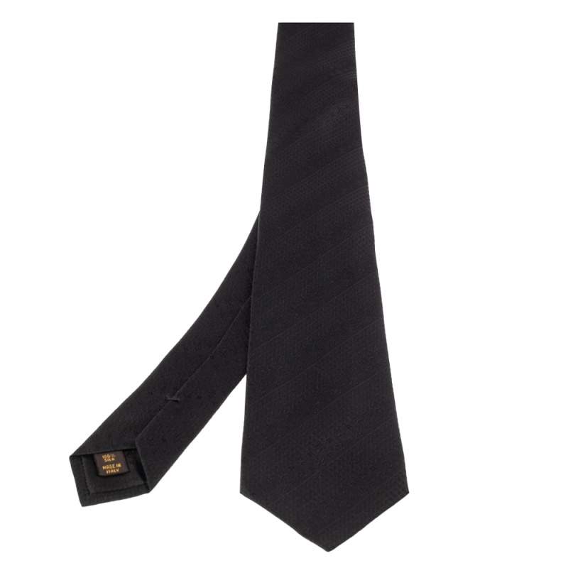 Pre Owned Louis Vuitton Black Jacquard Monogram Silk Tie
