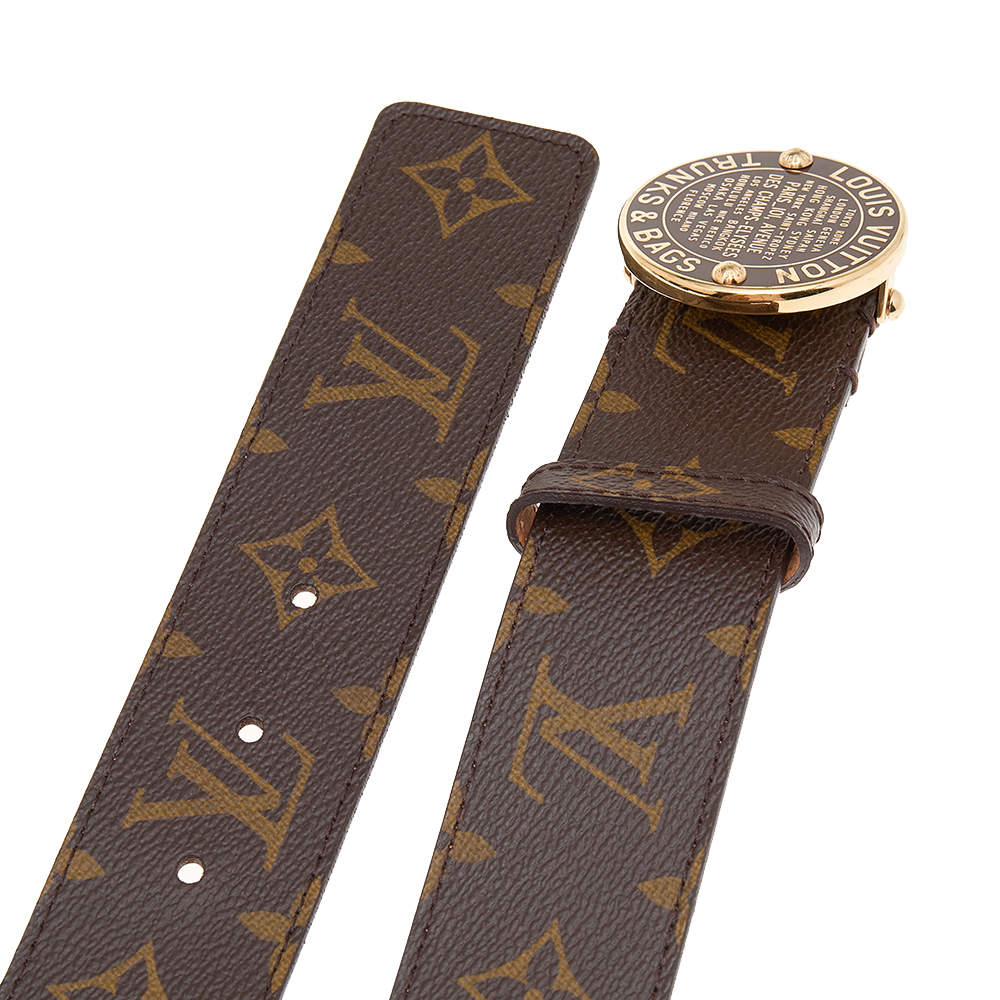 Louis Vuitton Monogram Canvas Trunks and Bags Round Buckle Belt 90