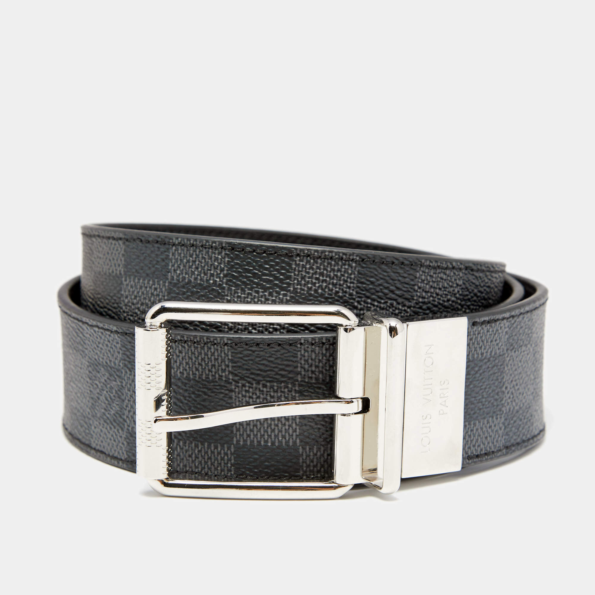 Louis Vuitton Black Damier Graphite Canvas Reversible Belt 110CM