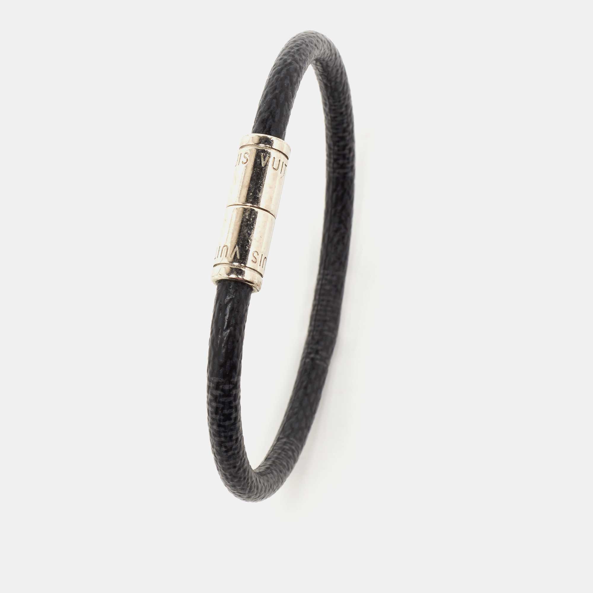 Louis Vuitton Damier Graffit Bracelet M6616E W/Box PVC Canvas Leather Mens  Black
