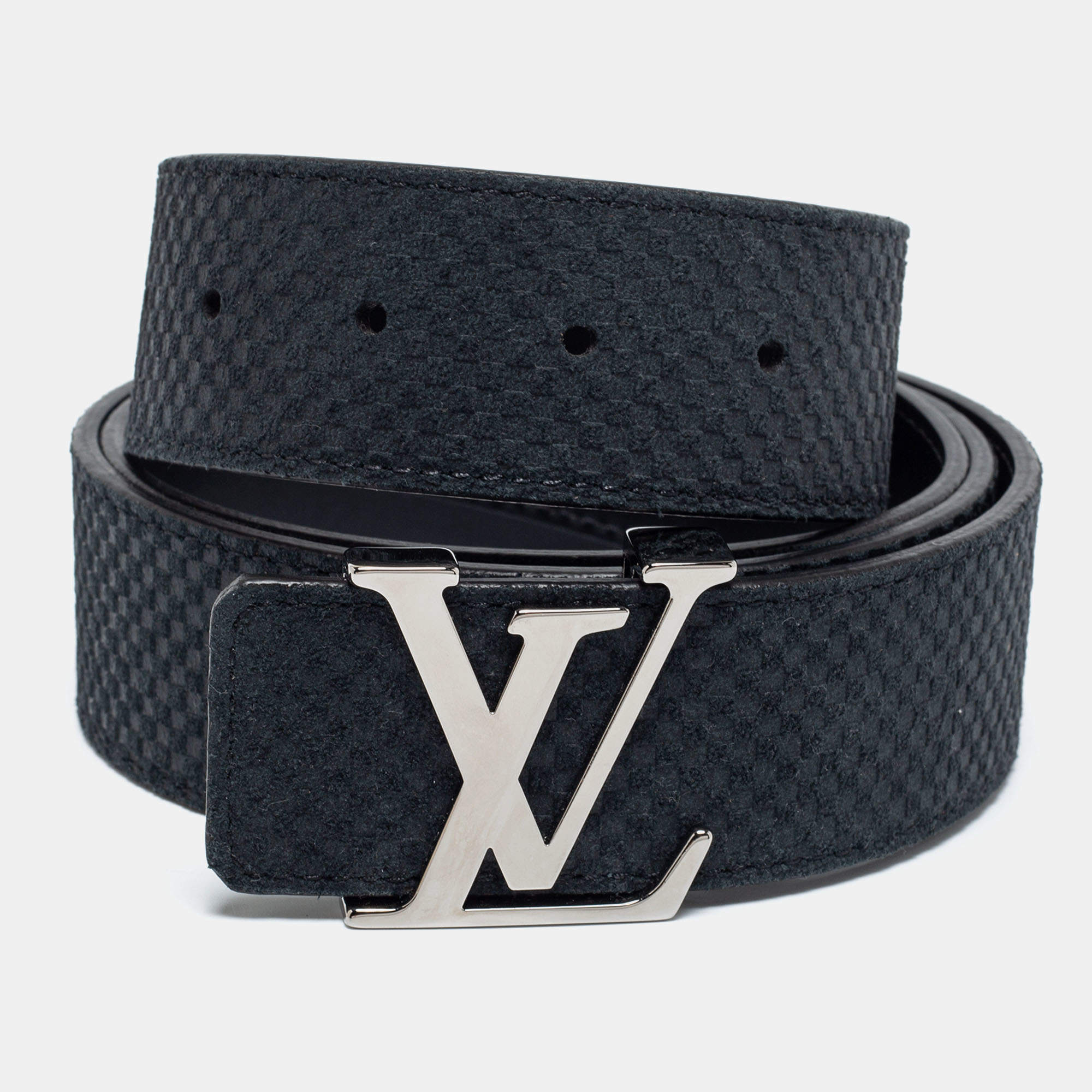 Louis Vuitton Belt Initiales Damier Mini Moka in Suede/Calfskin with  Silver-Tone - US