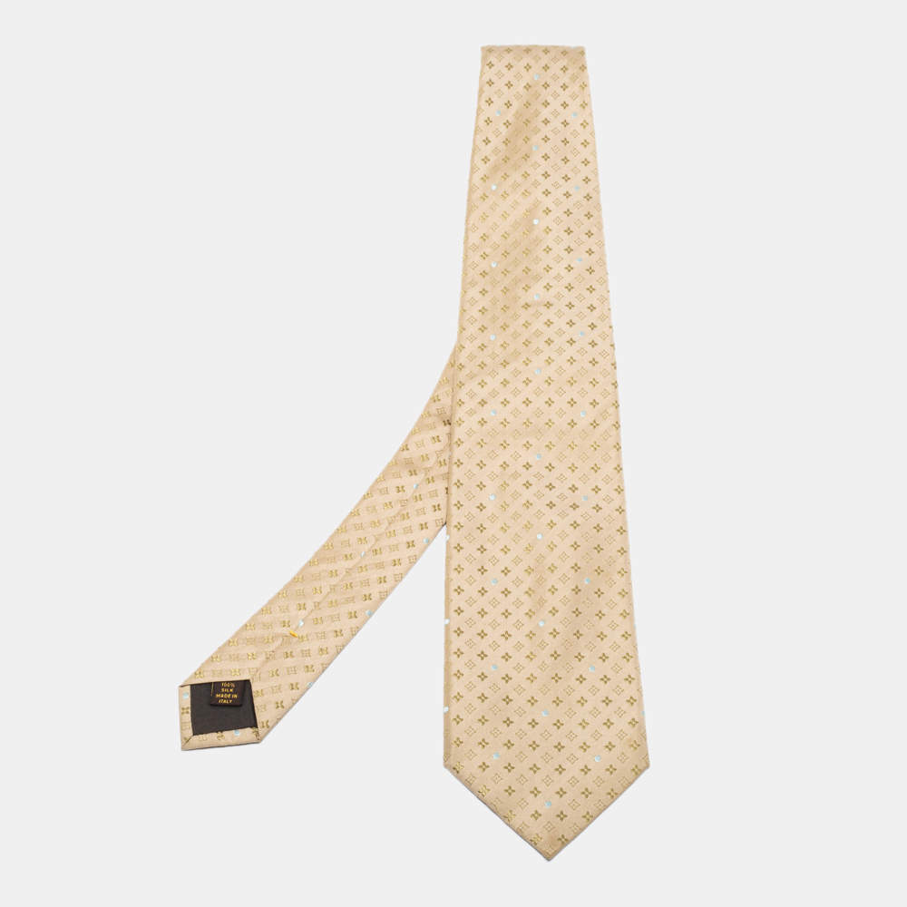 Pre Owned ربطة عنق لوي فيتون حرير مونوغرامي بيج