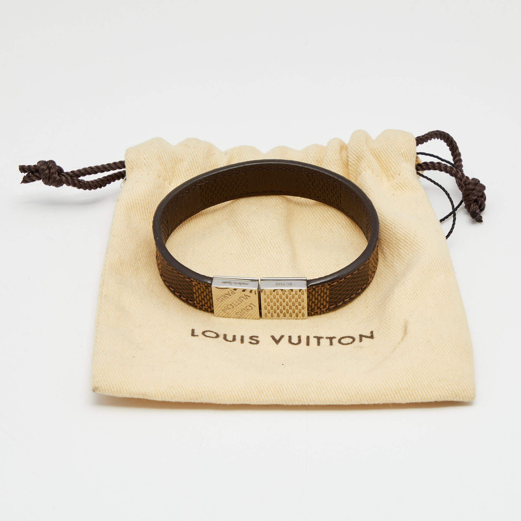 LOUIS VUITTON Damier Ebene Pull It Bracelet 19 219351