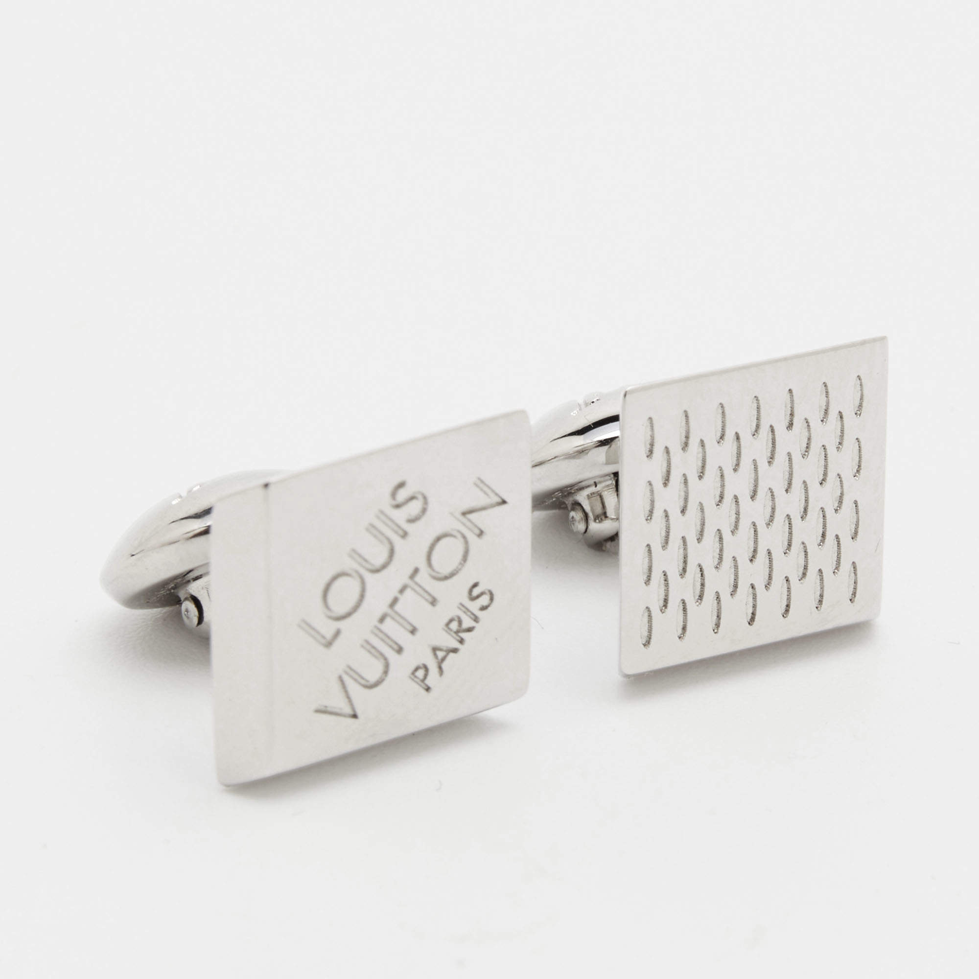 Louis Vuitton Palladium Finish Damier Square Cufflinks