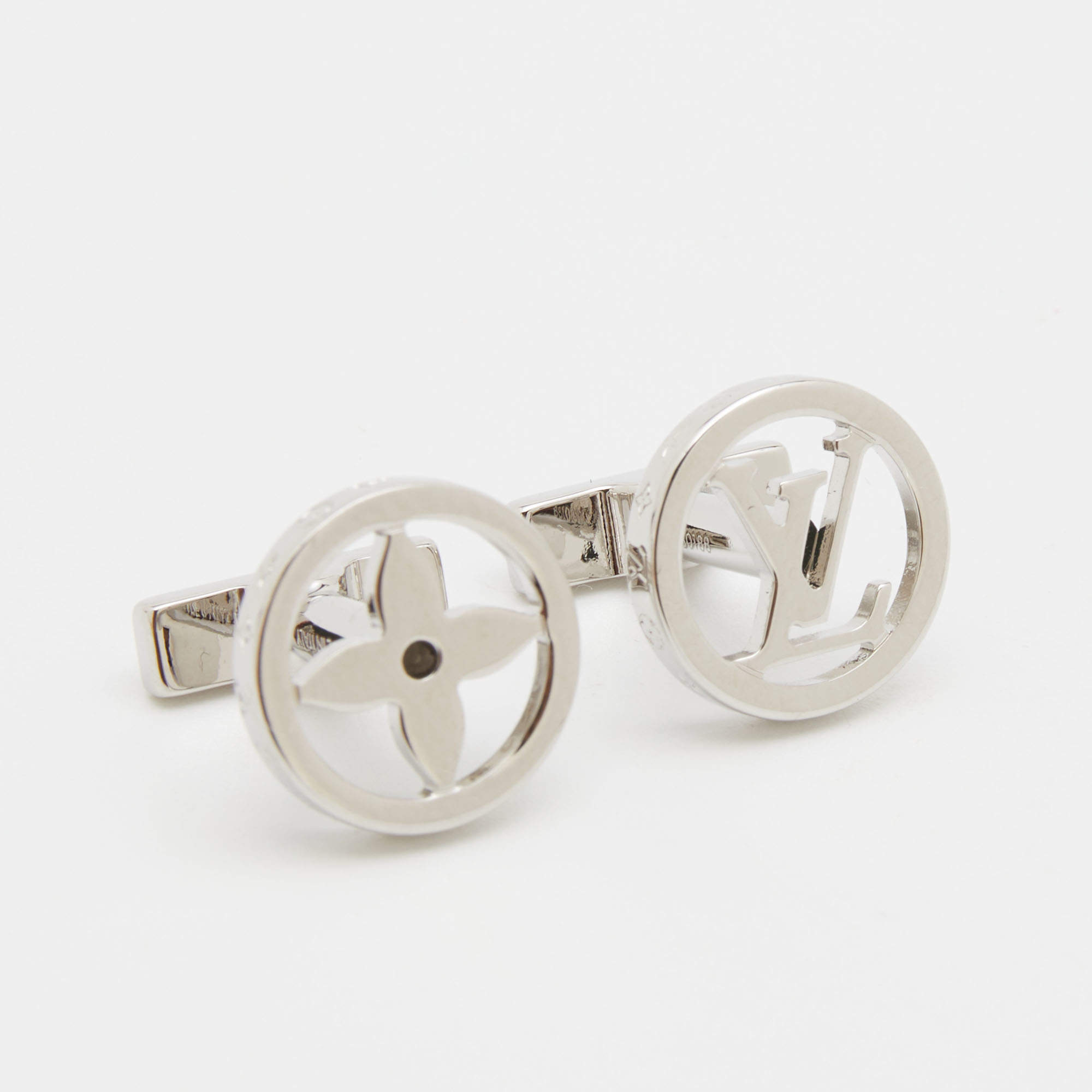 Louis Vuitton Silver Tone Round Catch Cufflinks