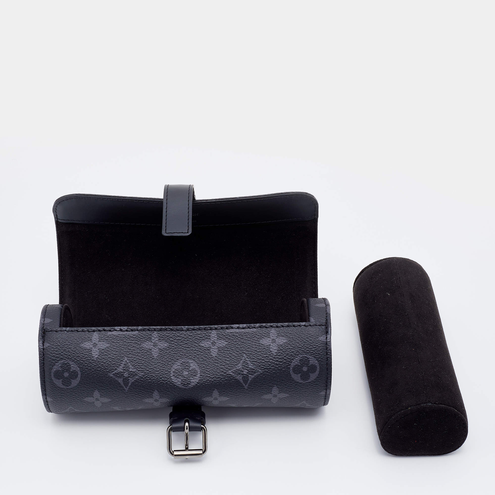 Louis Vuitton 3 Watch Case Monogram Eclipse Black in Coated Canvas/Leather  with Silver-tone - US