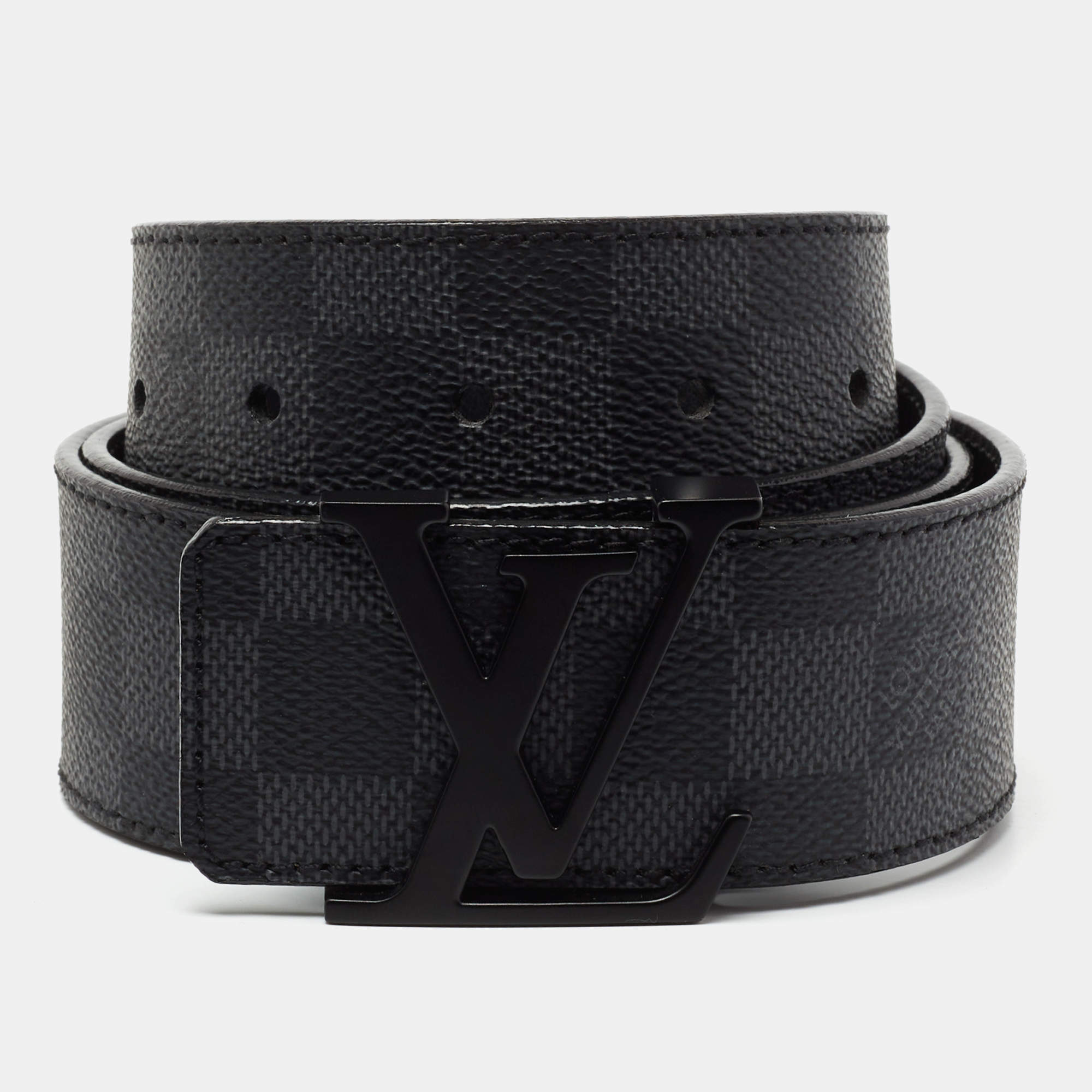 Louis Vuitton Initials Damier Graphite Belt 95 At 1stdibs
