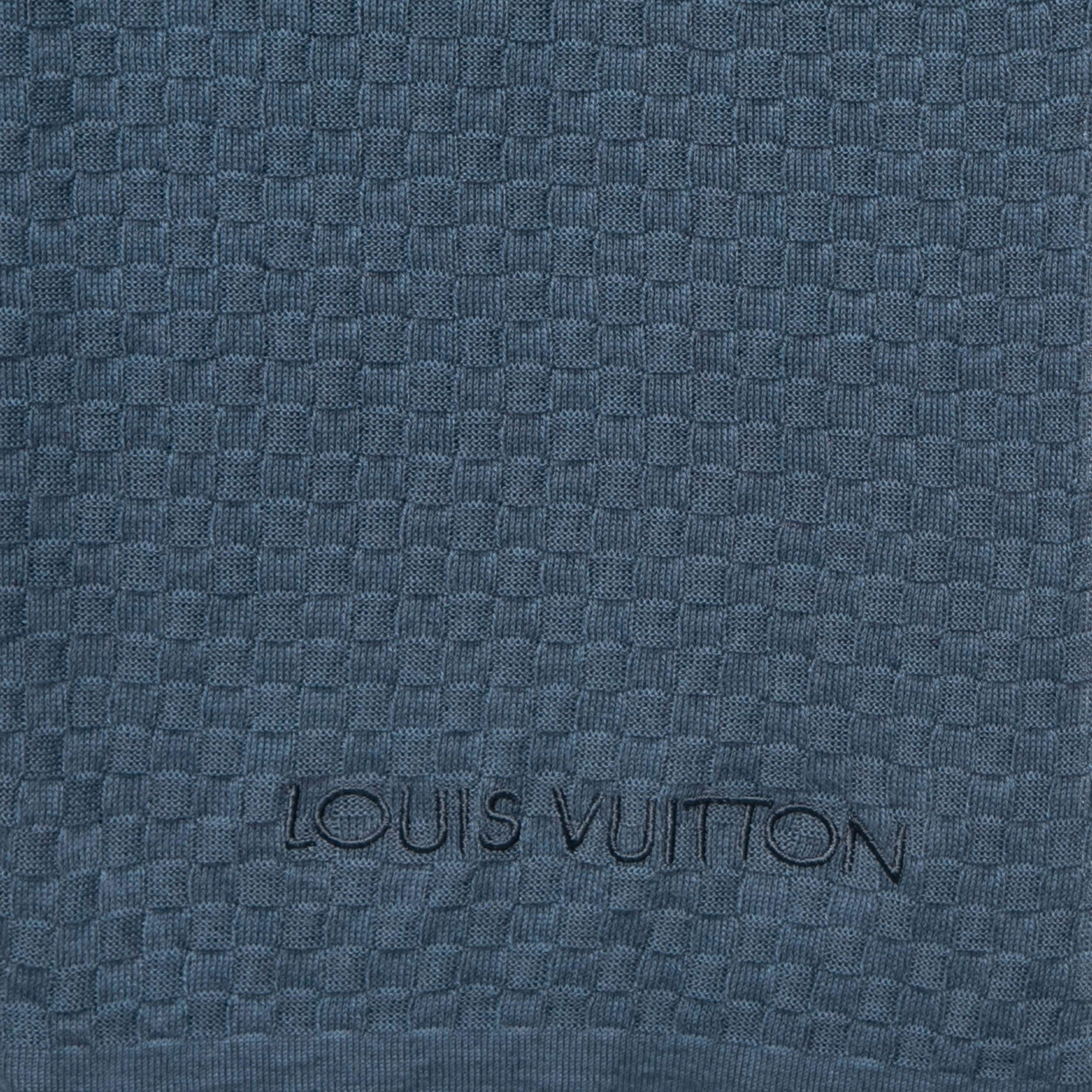 Louis Vuitton Blue Checked Pattern Cotton & Cashmere Micro Damier Scarf  Louis Vuitton | The Luxury Closet