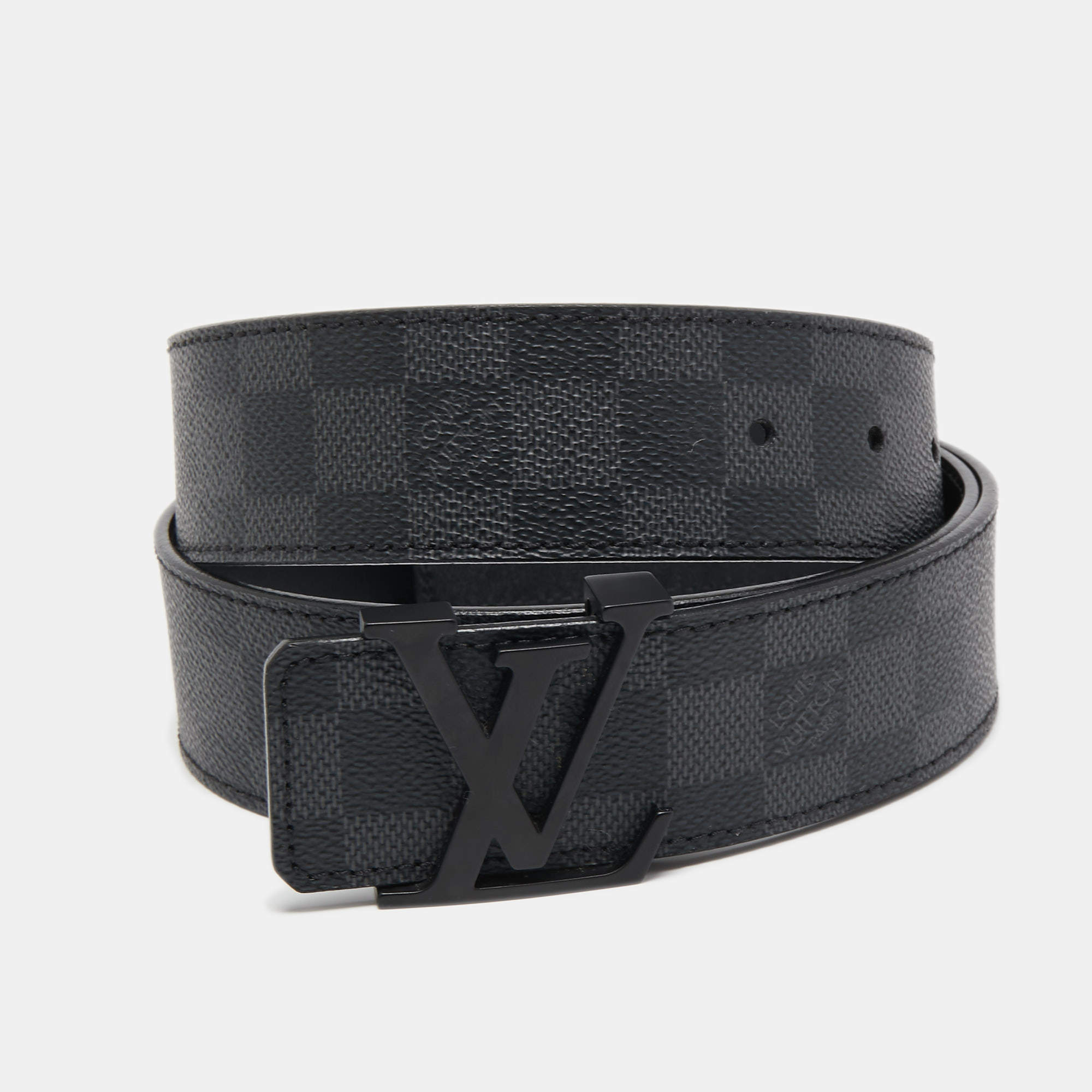 مملوكة مسبقًا Louis Vuitton Black Damier Ebene Canvas LV Initiales Belt 100CM