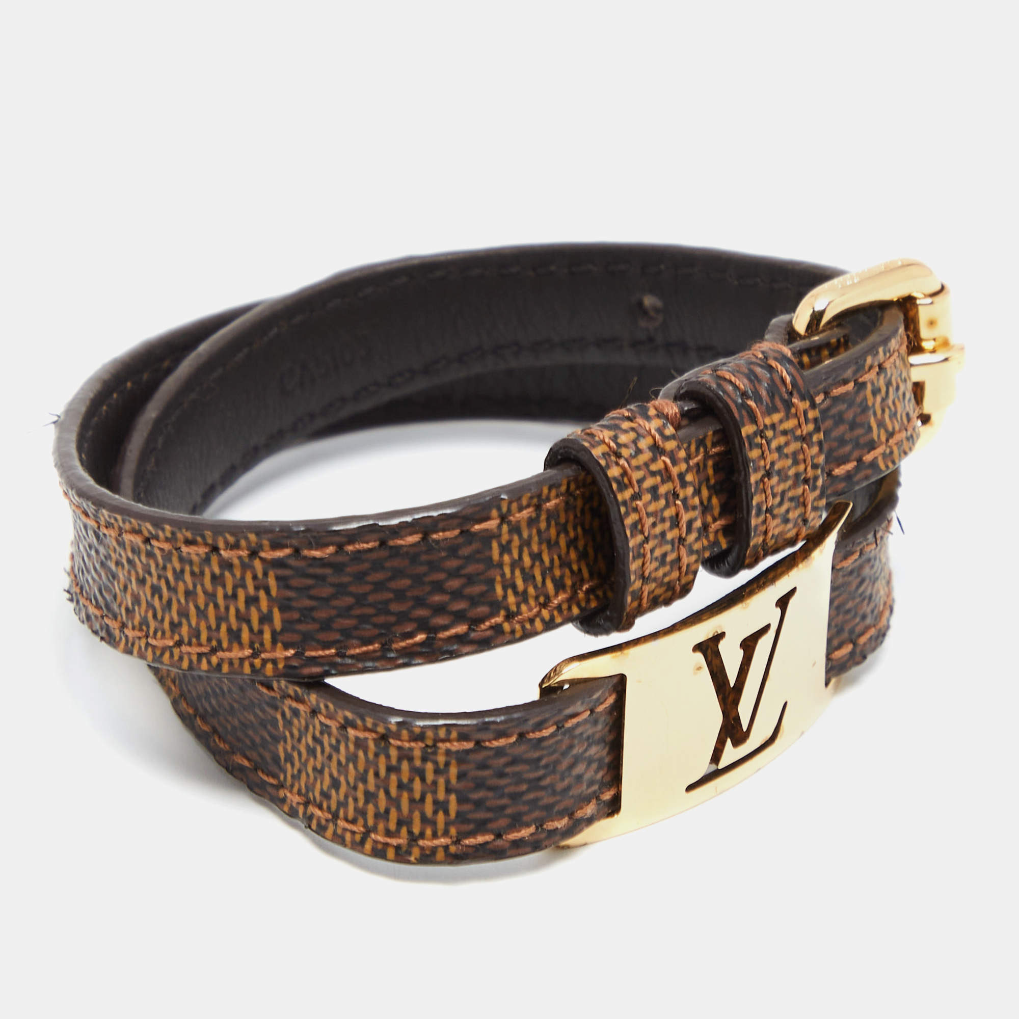 Louis Vuitton Brown Damier Ebene Sign It Double Wrap Bracelet 19 Louis  Vuitton