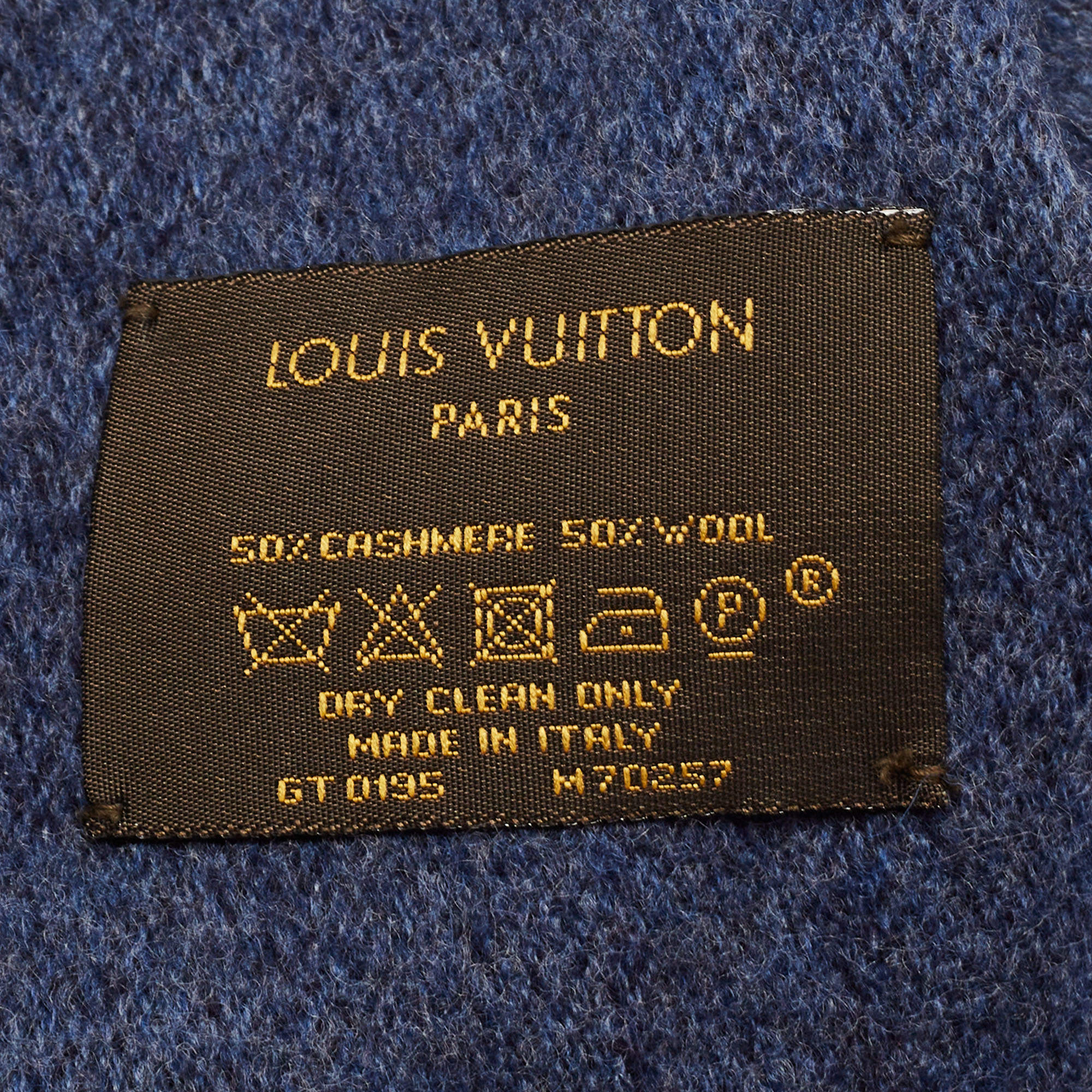 Louis Vuitton Navy Blue Wool and Cashmere Monogram Gradient Scarf
