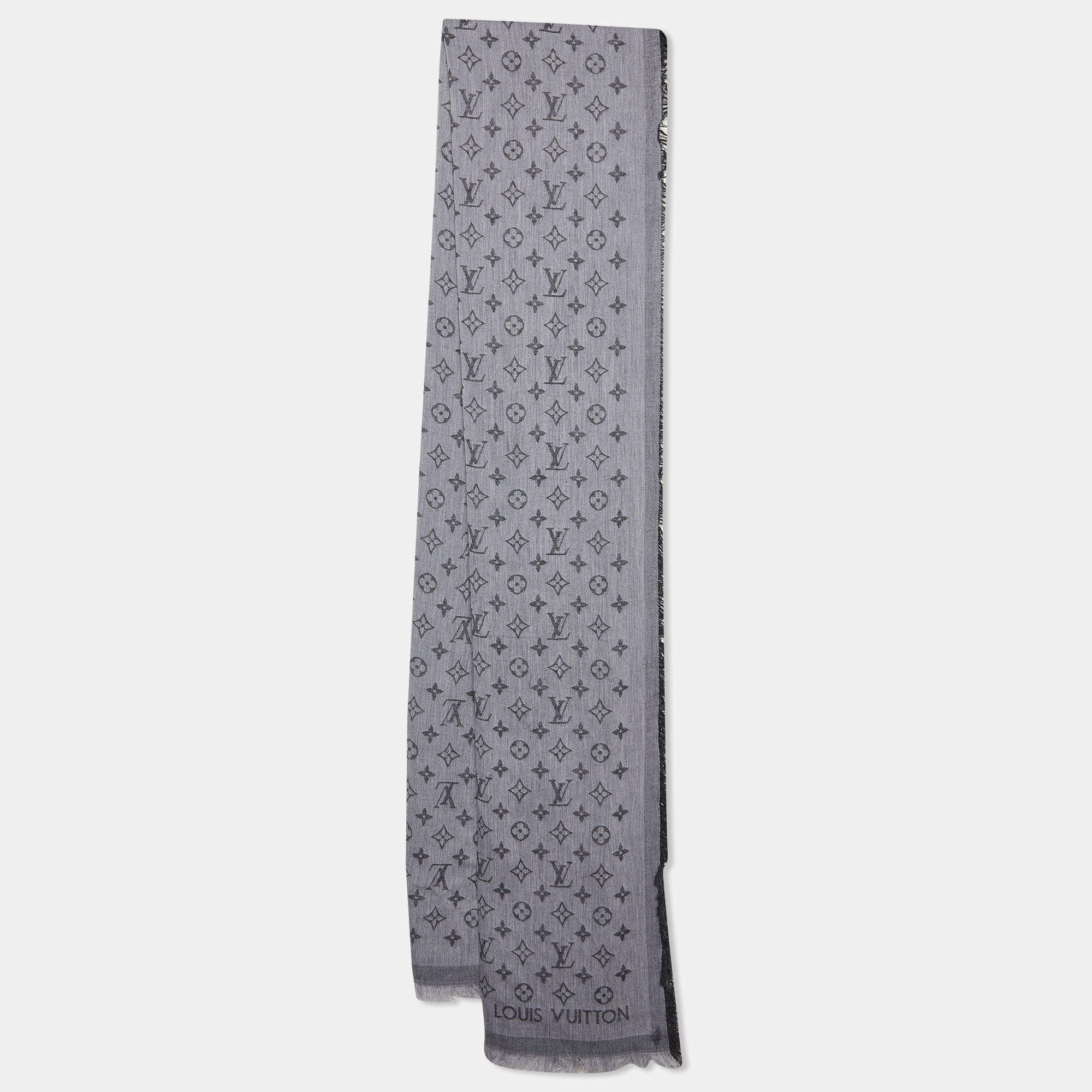 Louis Vuitton Grey Cotton Monogram Essentials Stole