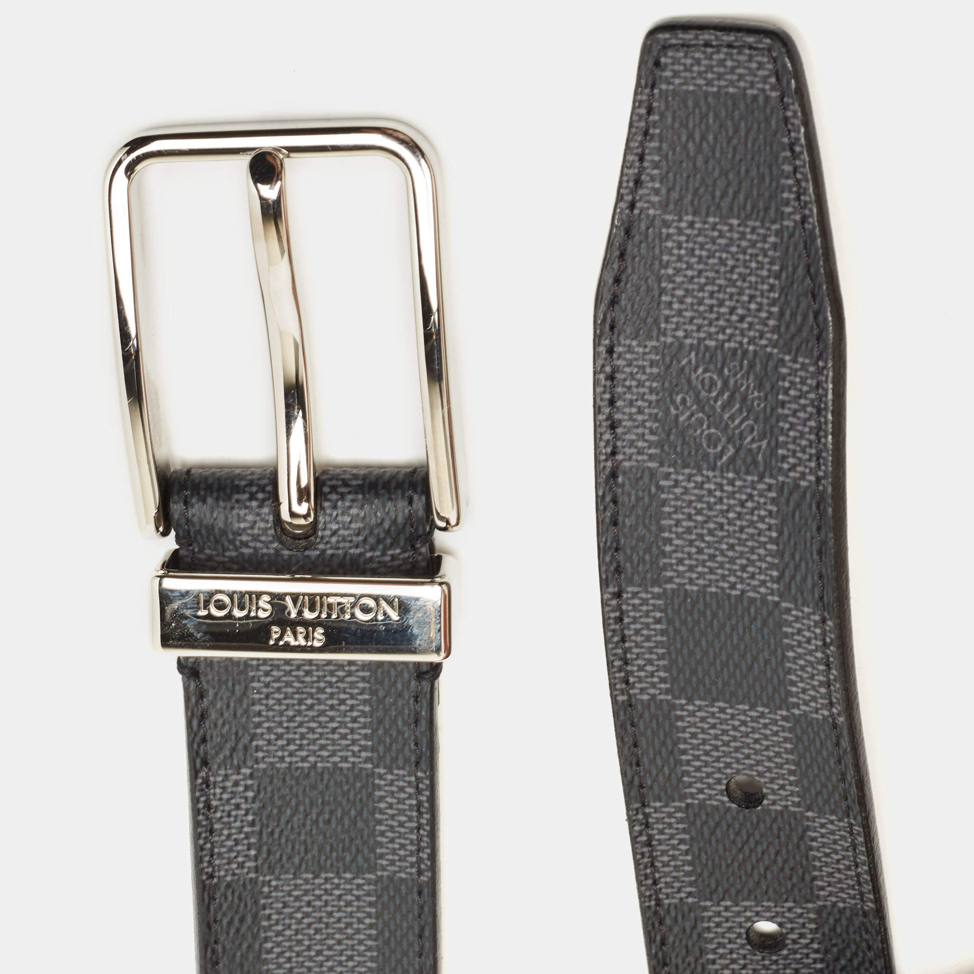 Louis Vuitton Black Damier Graphite Pont Neuf Belt Grey Cloth Metal  ref.217813 - Joli Closet