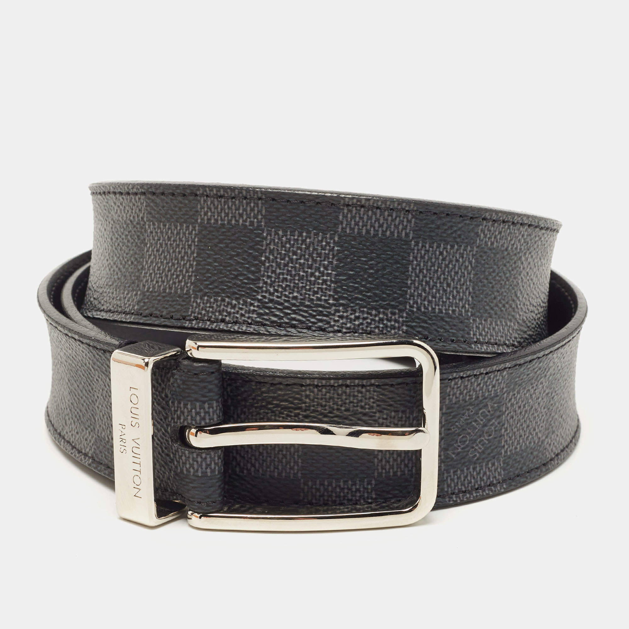 Louis Vuitton Damier Graphite Black Gray Leather Belt - Dapper N Dame