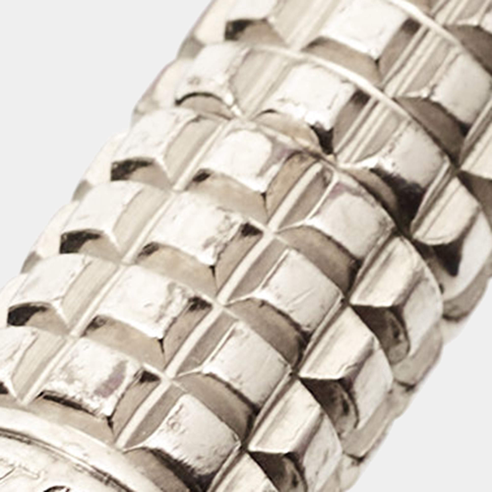 Pre-owned Digit Damier Ardoise Taiga Leather Silver Tone Bracelet