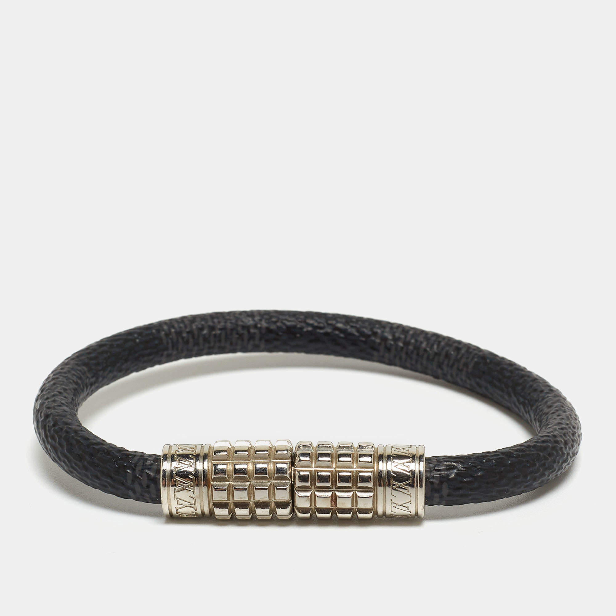 Louis Vuitton Digit Damier Canvas Silver Tone Bracelet 