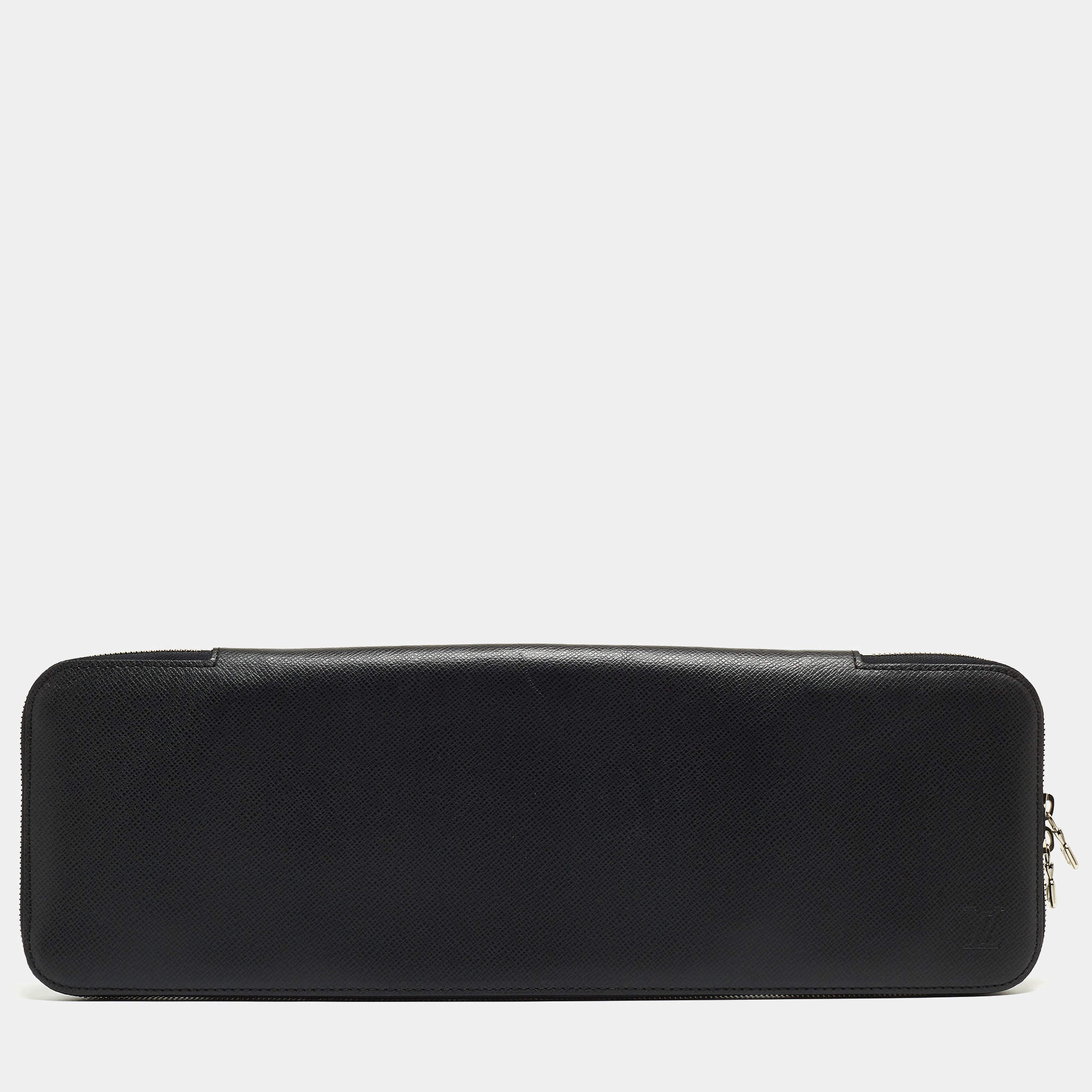 Louis Vuitton Black Taiga Leather Tie Travel Case 