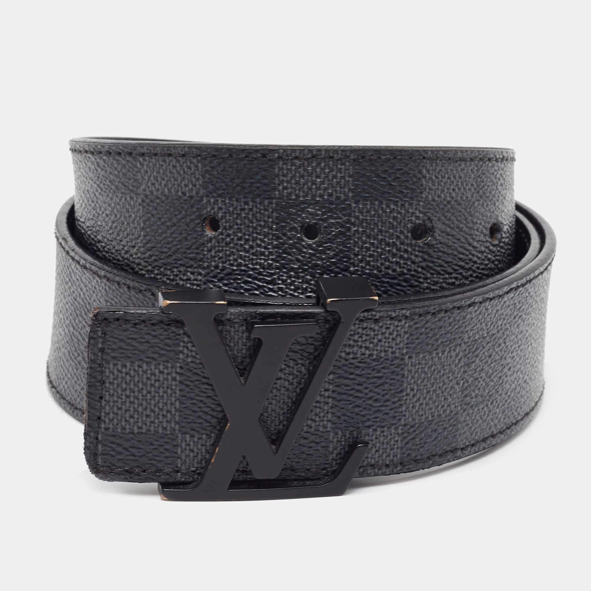 Louis Vuitton Damier Graphite Canvas LV Initiales Belt 95CM Louis ...
