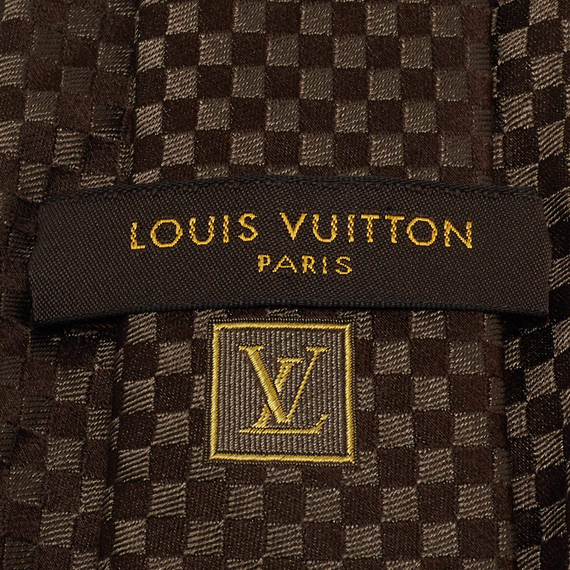 Louis Vuitton Damier Checkerboard Patterned Silk Jacquard Tie