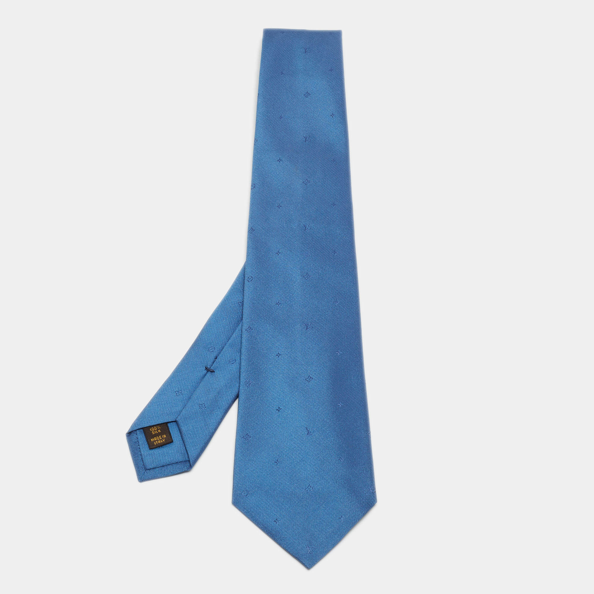 Louis Vuitton Blue Logo Silk Jacquard Tie 