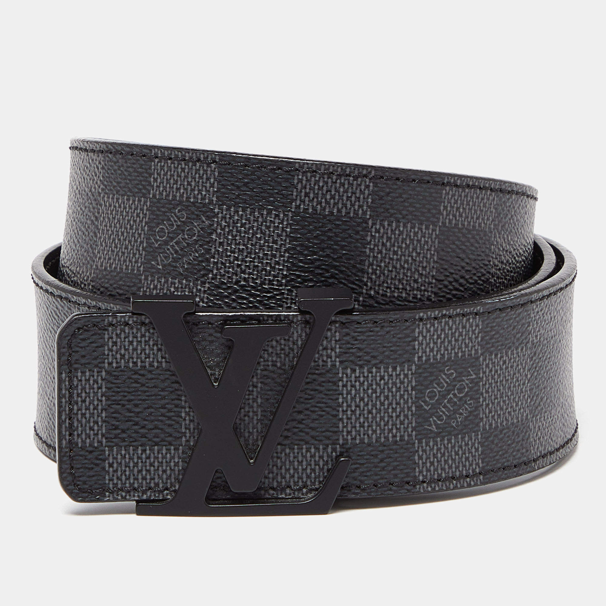 مملوكة مسبقًا Louis Vuitton Damier Graphite Initiales Belt Size 100 CM