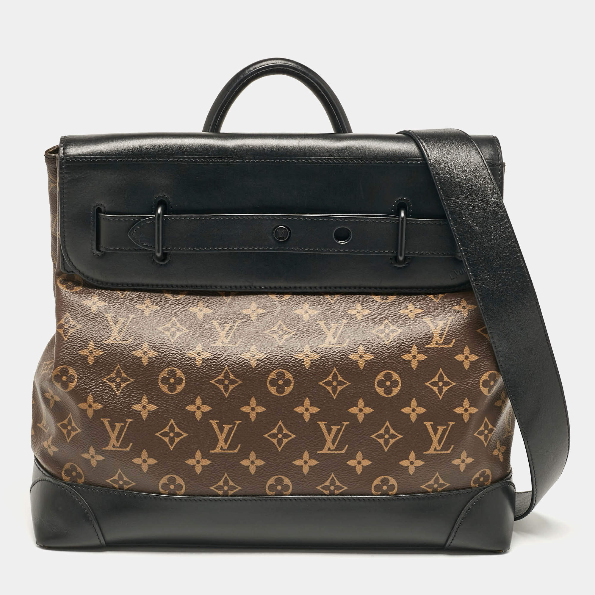 Pre Owned حقيبة لويس فيتون ستيمر سولار راي بي إم كانفاس مونوغرام وجلد أسود