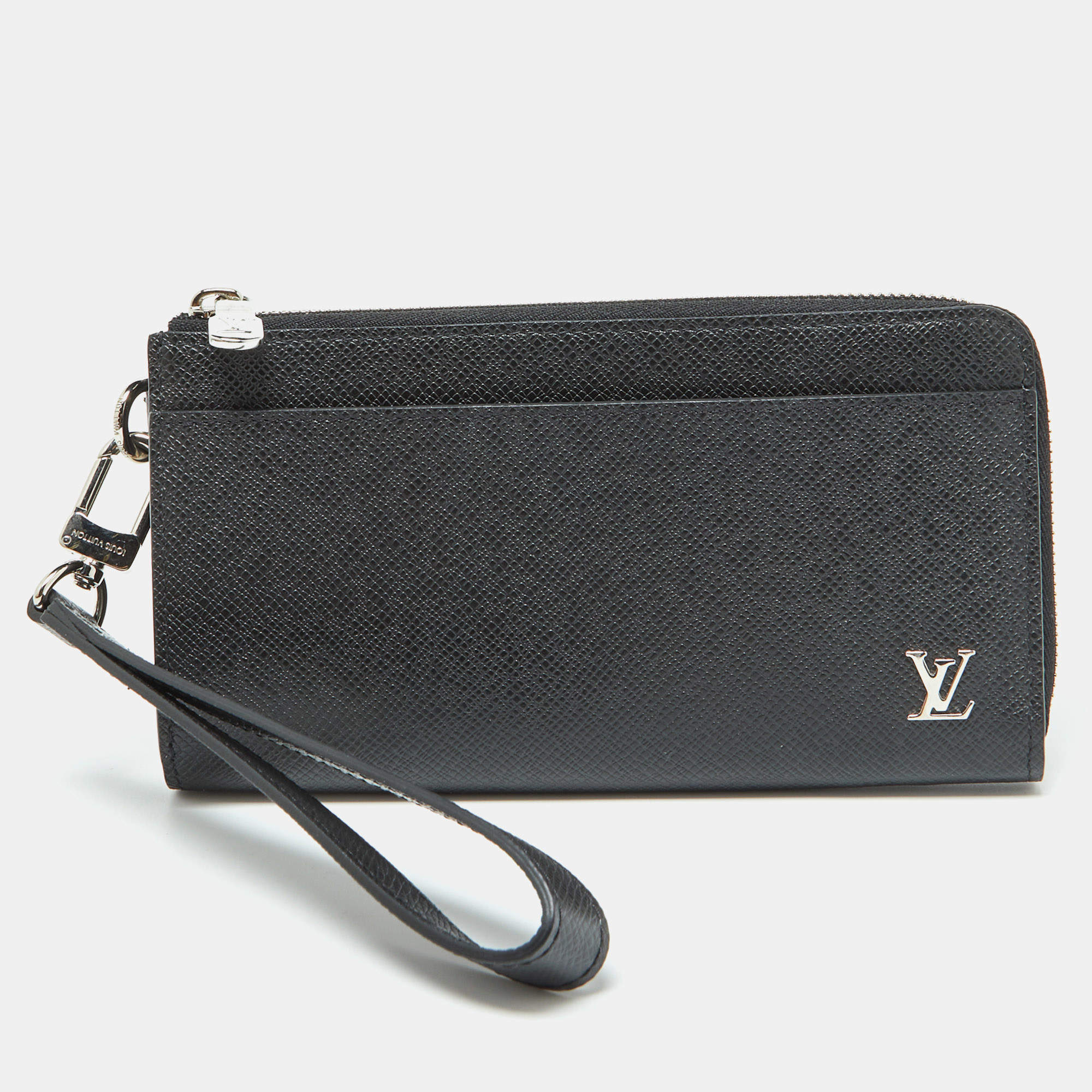 Louis Vuitton Black Leather Taiga Zippy Dragonne Wallet