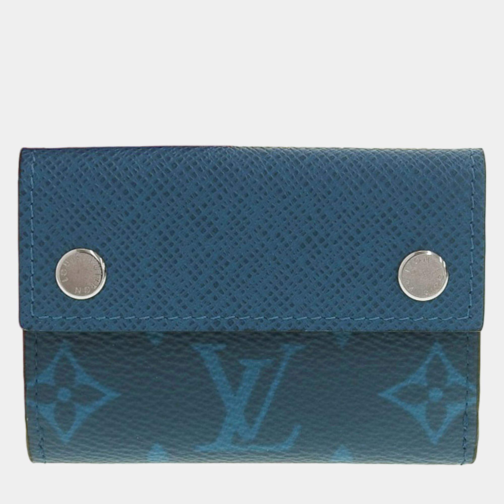 Louis Vuitton Blue Canvas Taiga Monogram Compact Wallet