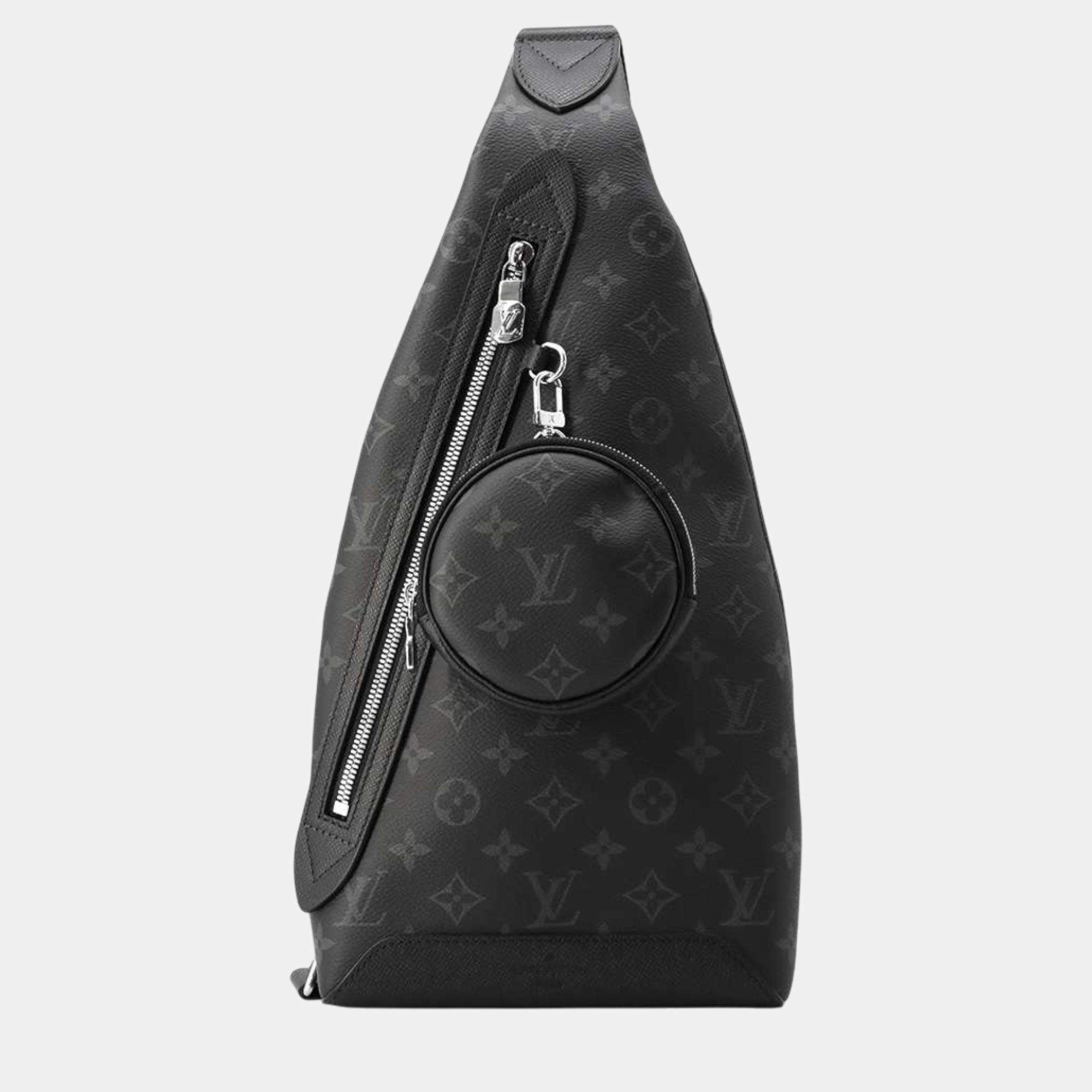 Louis Vuitton Noir Monogram Eclipse Taiga Leather Duo Sling Bag