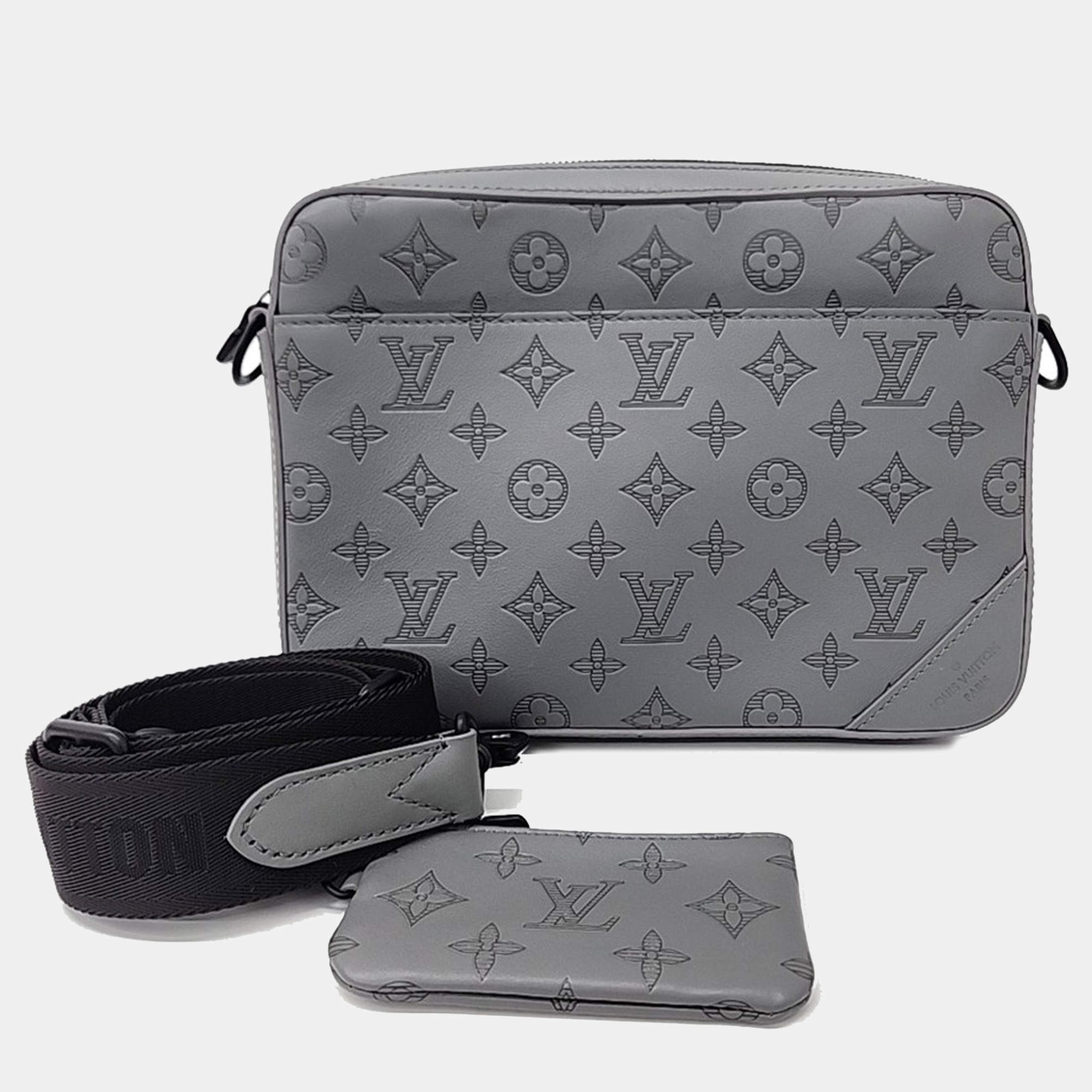 Louis Vuitton Grey Leather Shadow Duo Messenger Bag