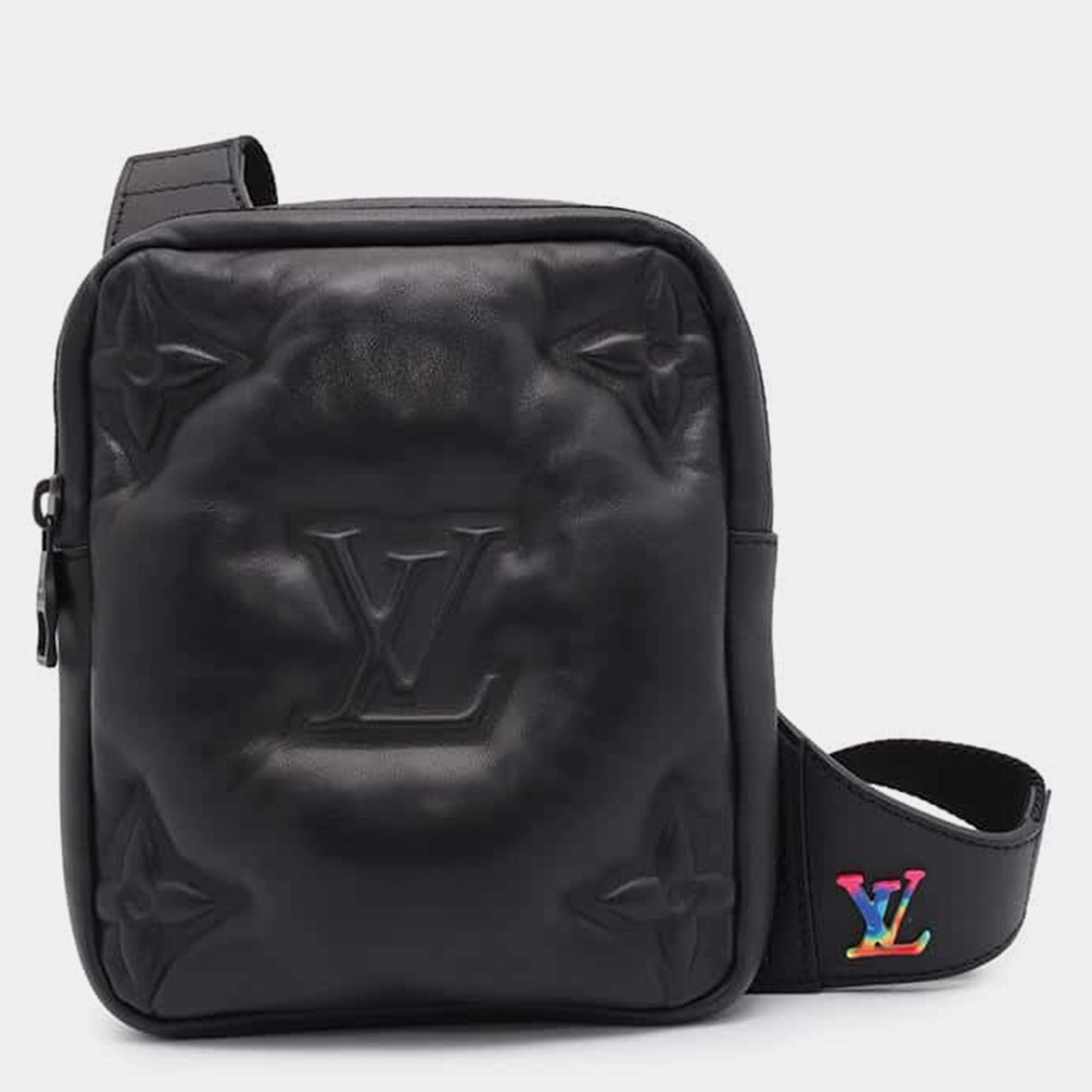 Louis Vuitton Noir/Righe Rainbow Lambskin Asymmetrical Sling Bag