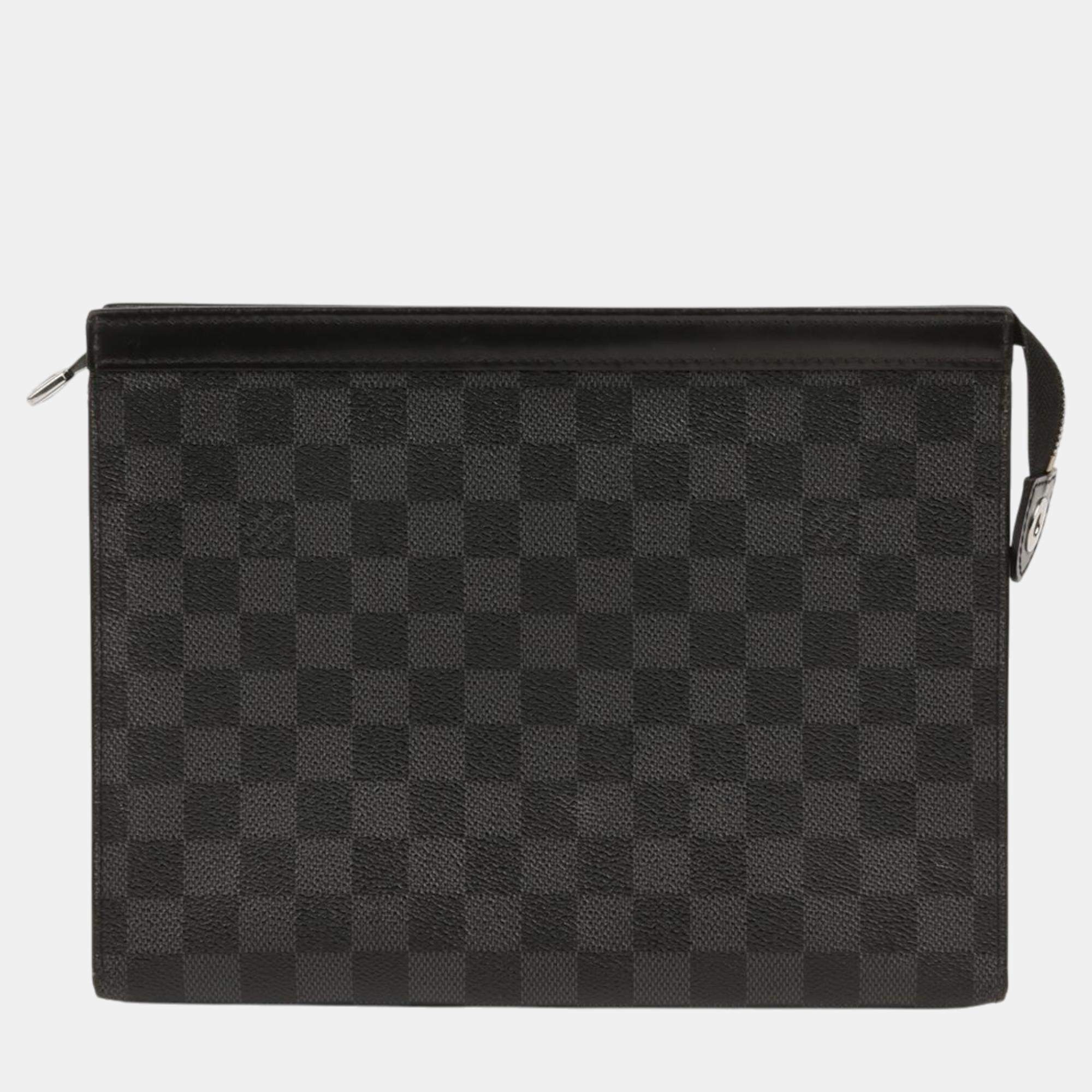 Louis Vuitton Grey Damier Graphite Canvas Pochette Voyage MM Clutch Bag