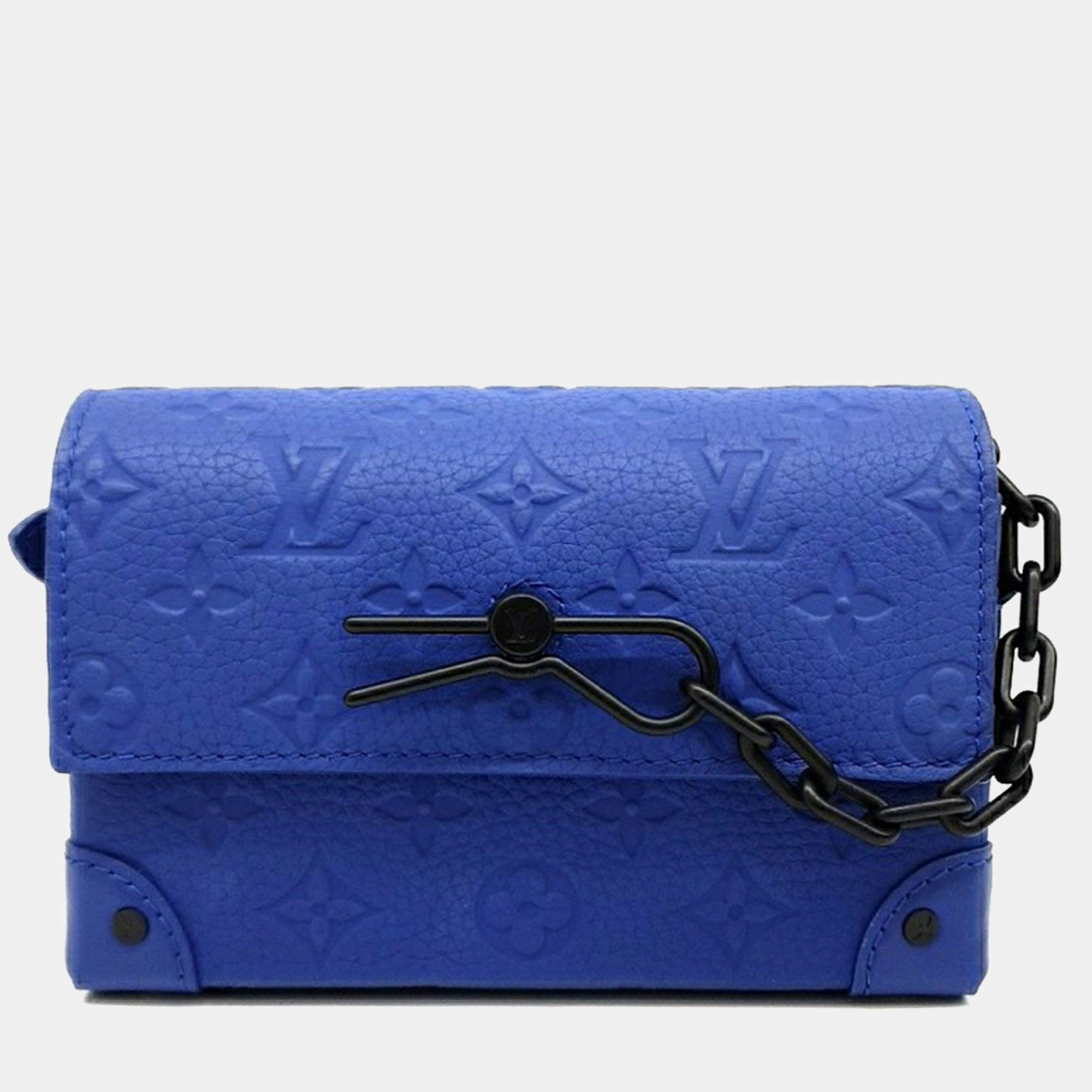  Louis Vuitton Blue Leather Steamer Wearable Wallet Bag