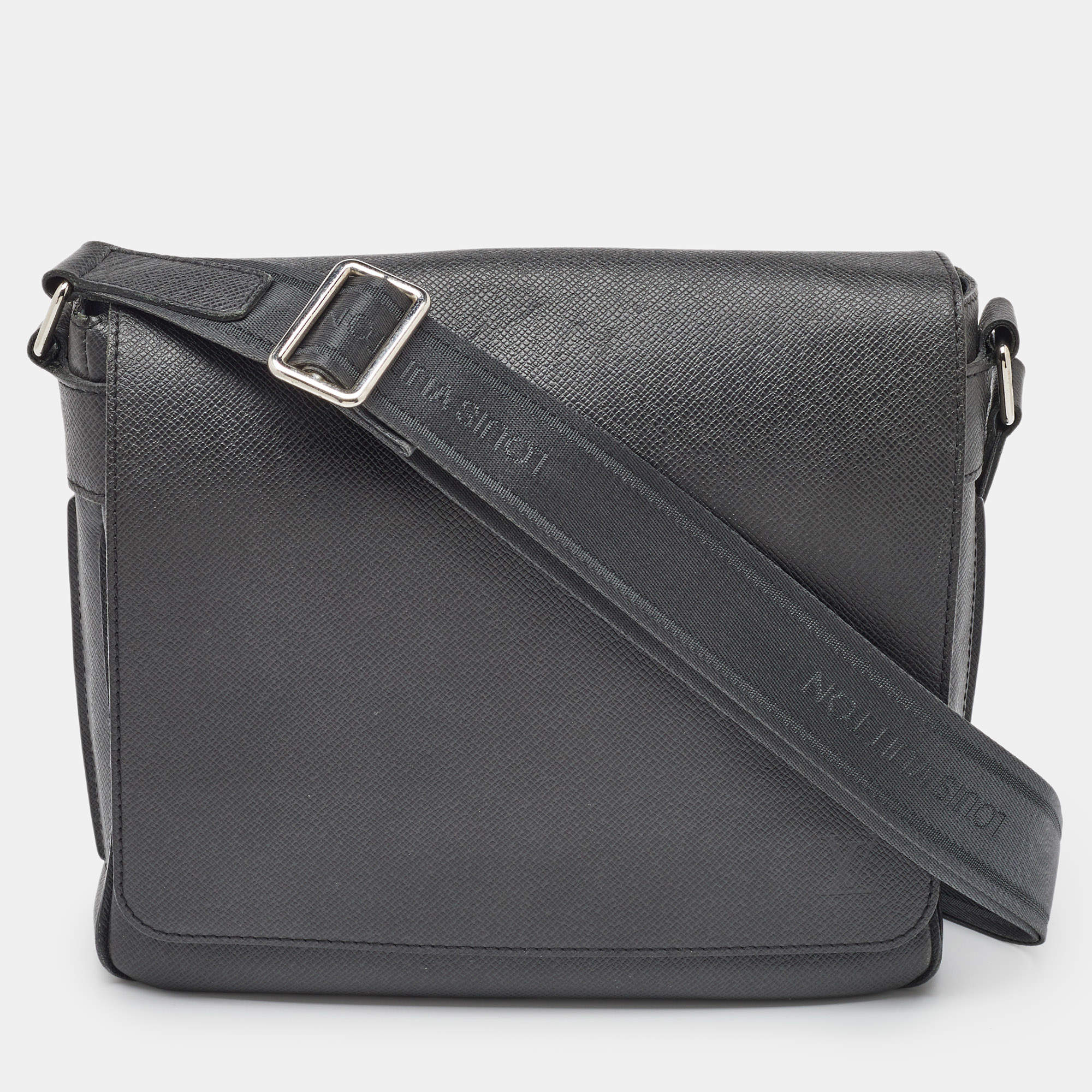 Louis Vuitton Black Leather Taiga Andrei Ardoise Messenger Bag
