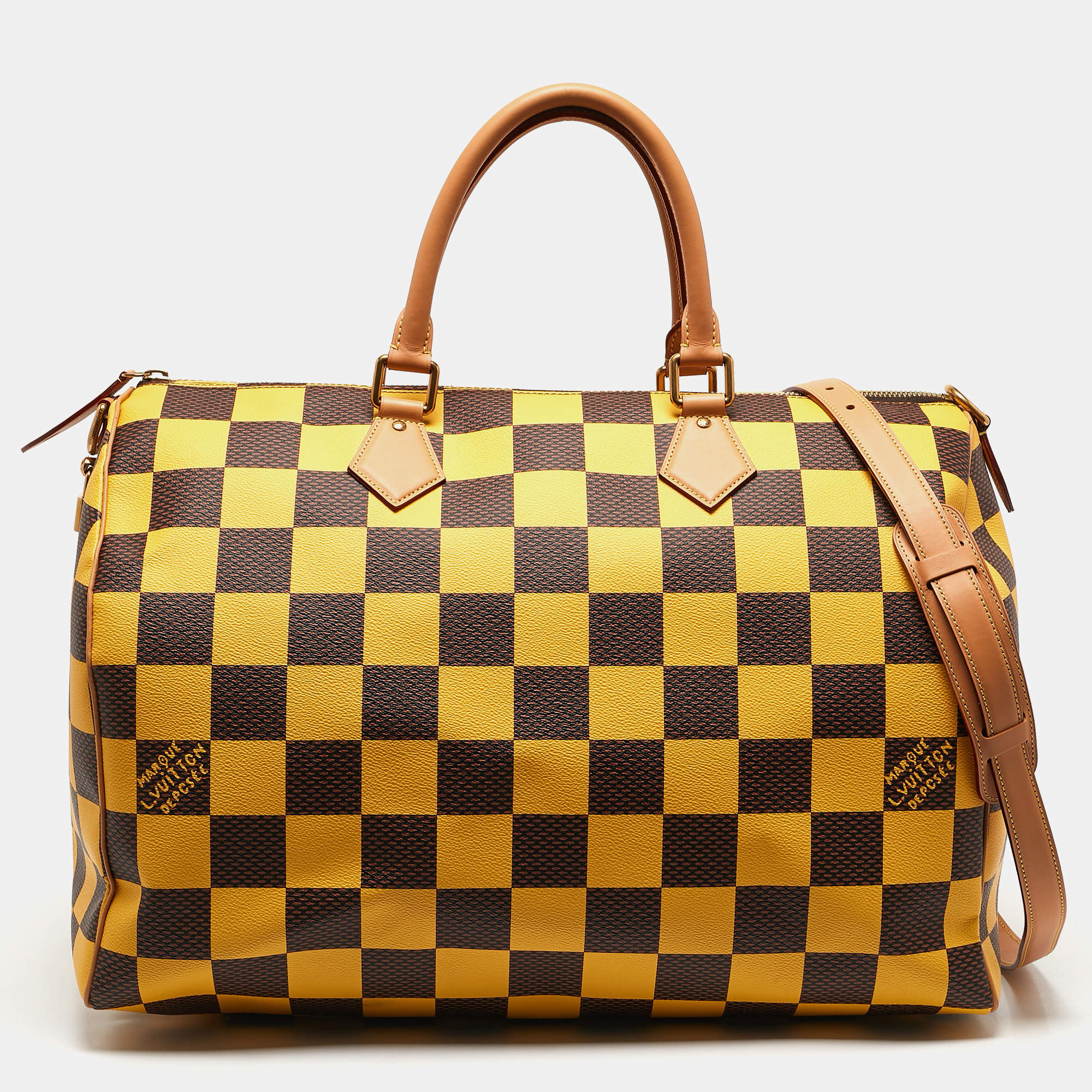 Louis Vuitton Yellow Damier Pop Canvas Speedy Bandouliere 50 Bag