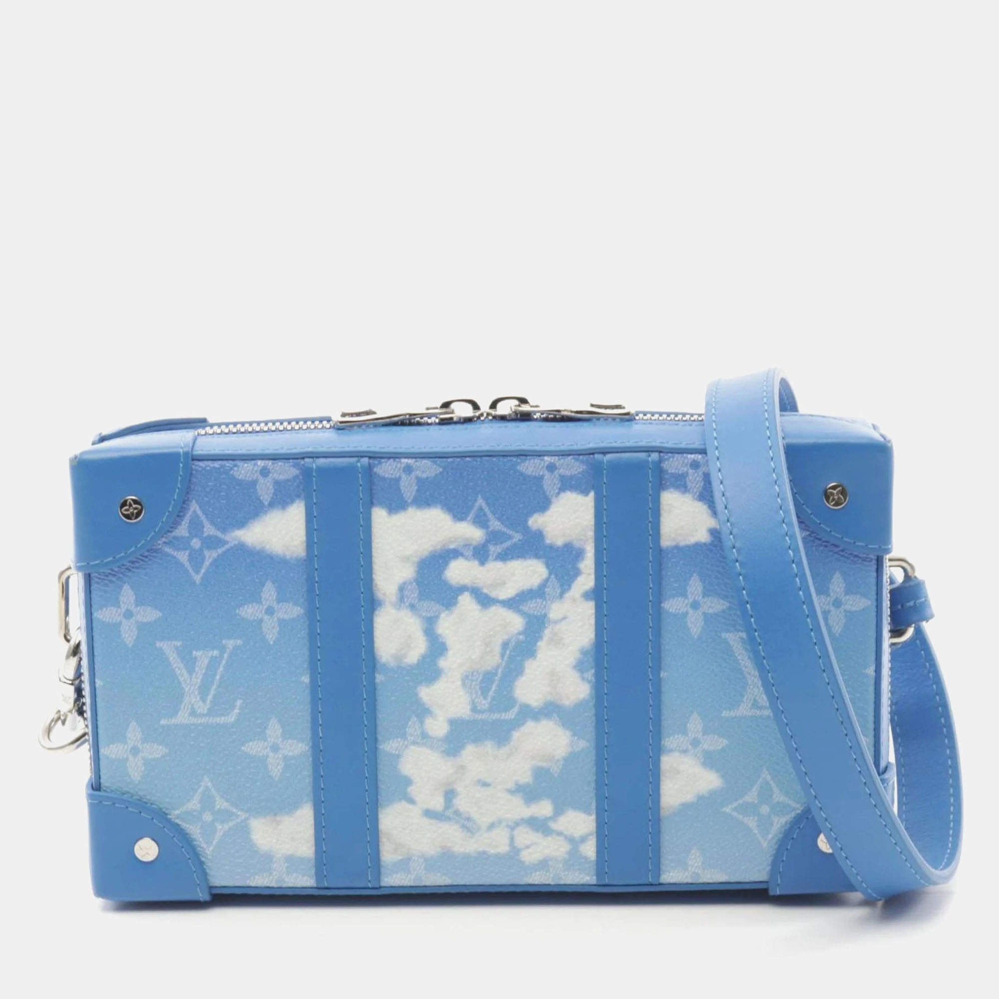 Louis Vuitton Blue Coated Canvas Leather Monogram Soft Trunk Shoulder Bag 