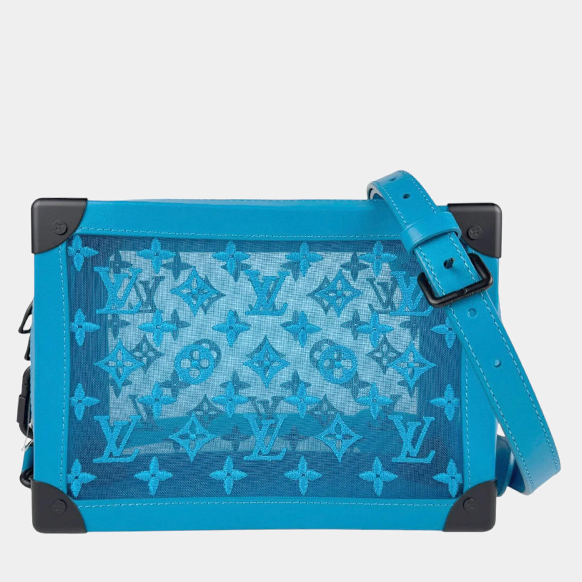 Louis Vuitton  Mesh Turquoise Monogram Soft Trunk Shoulder Bag 