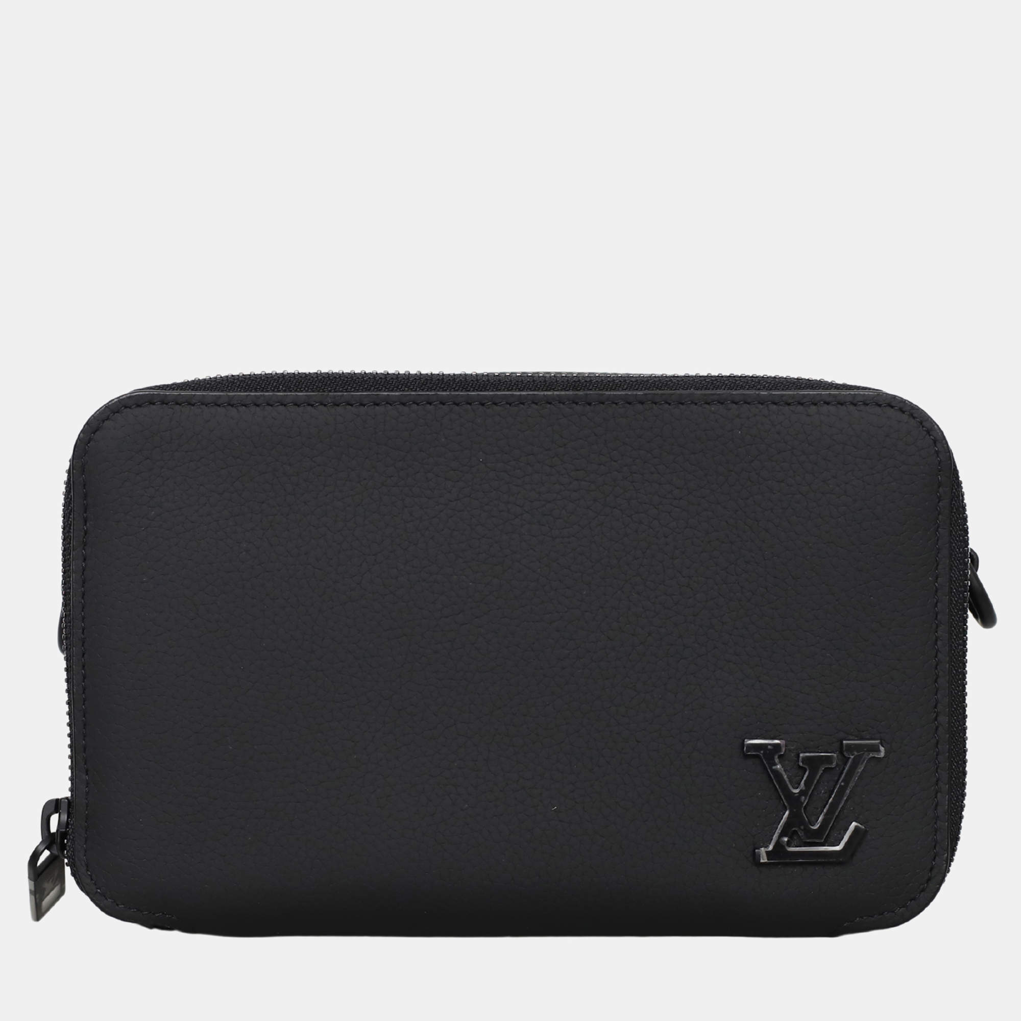 Louis Vuitton Black Leather Aerogram Alpha Wearable Wallet