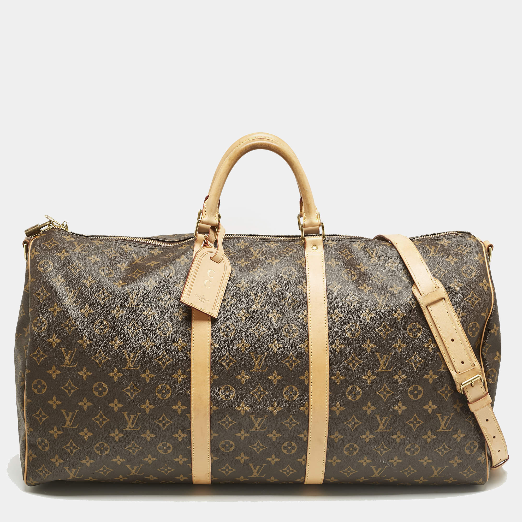 Louis Vuitton Brown Monogram Canvas Keepall Bandouliere 60 Bag