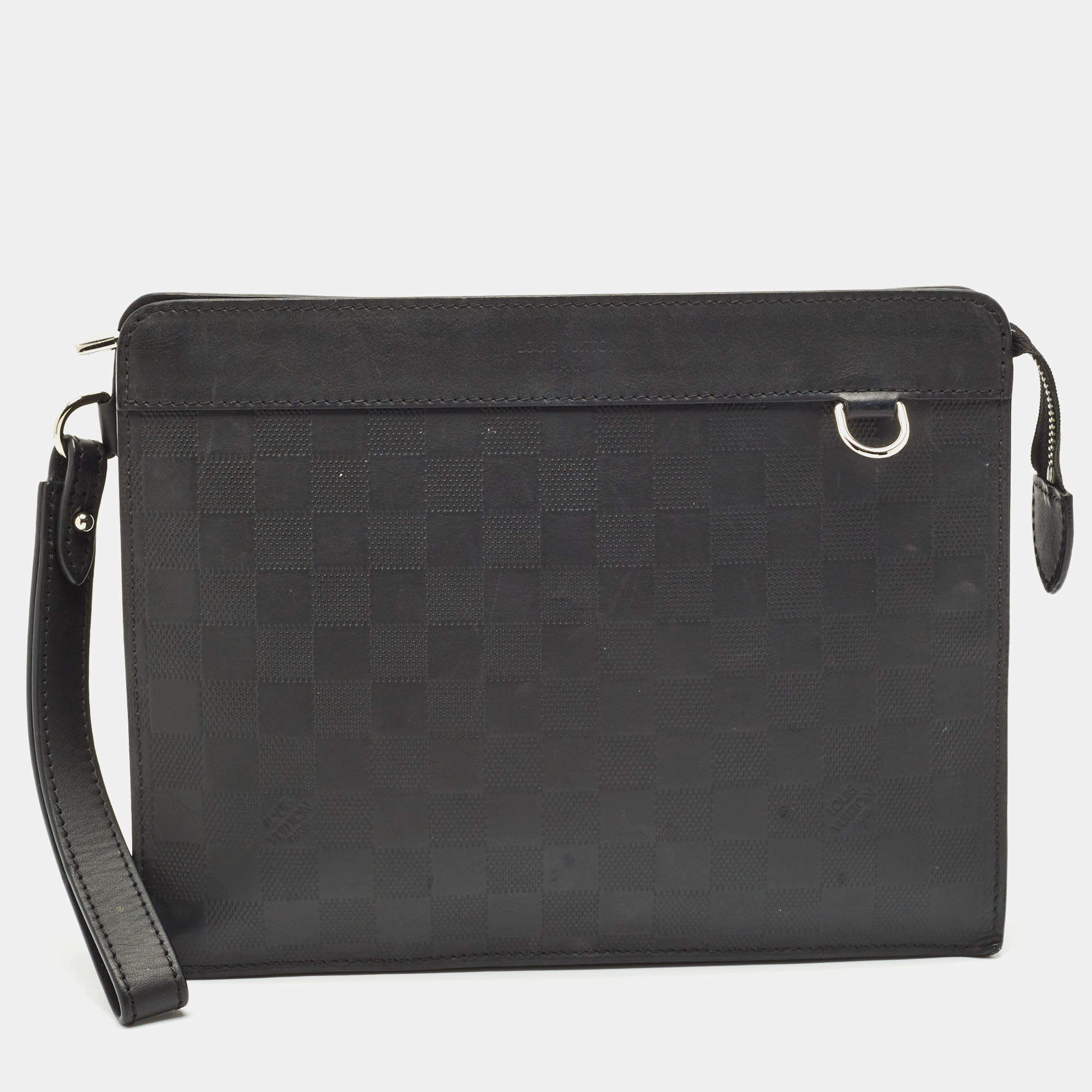Louis Vuitton Black Damier Infini Leather Standing Pouch