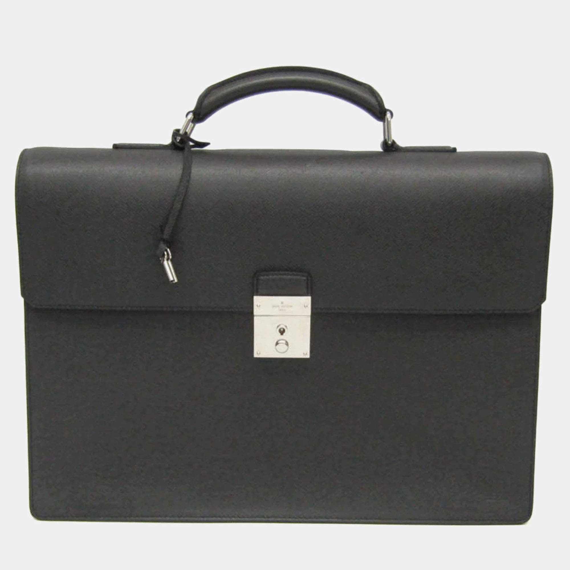 Louis Vuitton Black Taiga Leather Serviette Robusto 2 Business Briefcase Bag