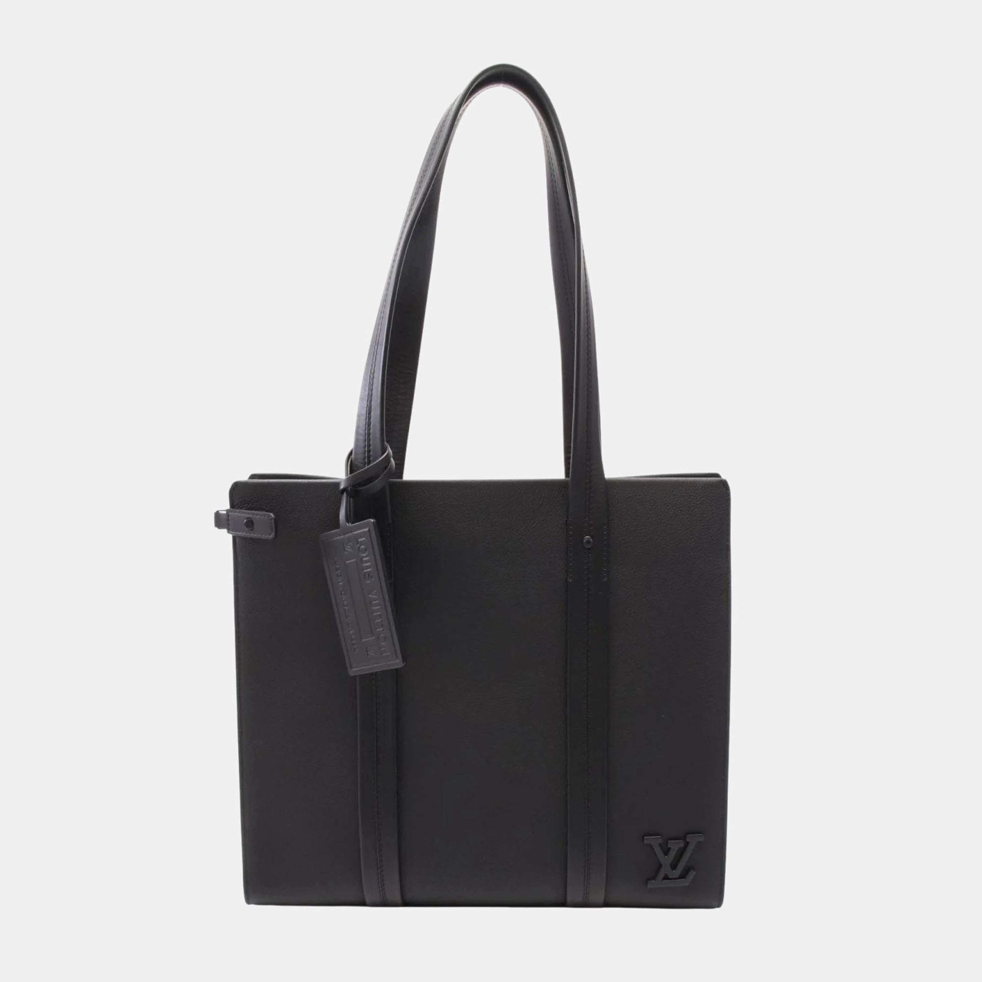 Louis Vuitton Black Leather Aerogram Take Off Tote Bag