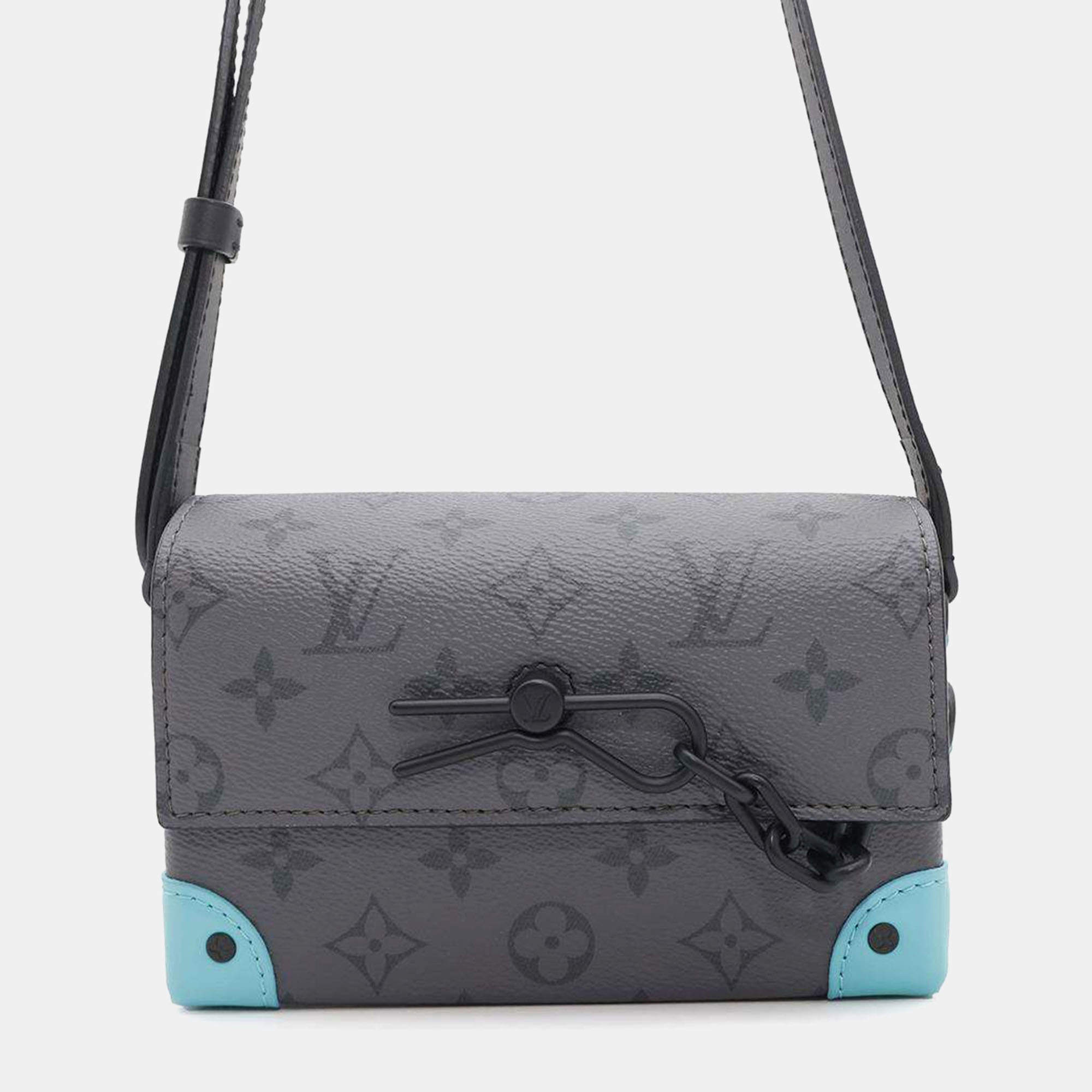 Louis Vuitton Steamer Wearable Wallet Gray/Turquoise Monogram Eclipse Reverse
