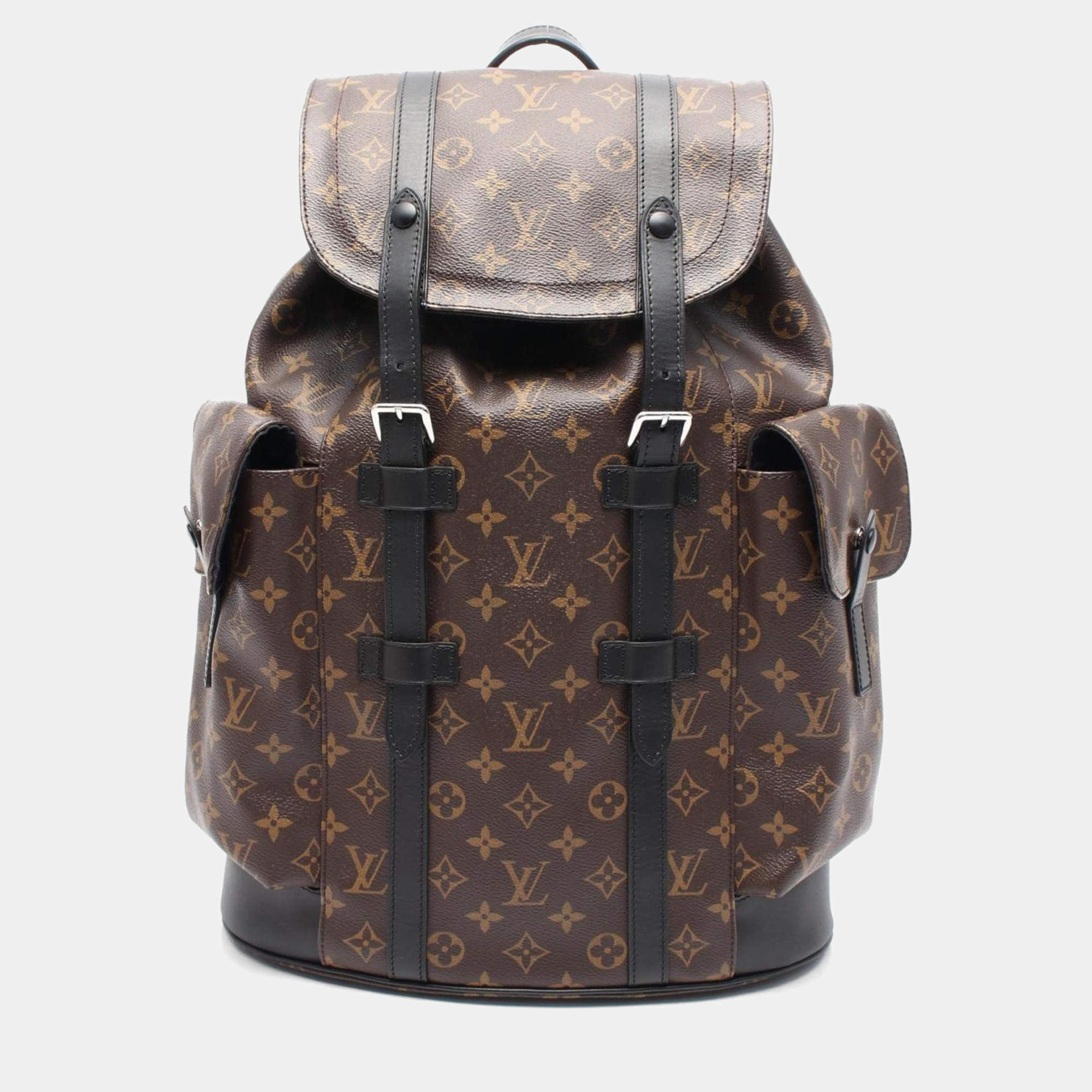 Louis Vuitton Christopher PM Brown Black Coated Canvas Leather Monogram Backpack Bag 